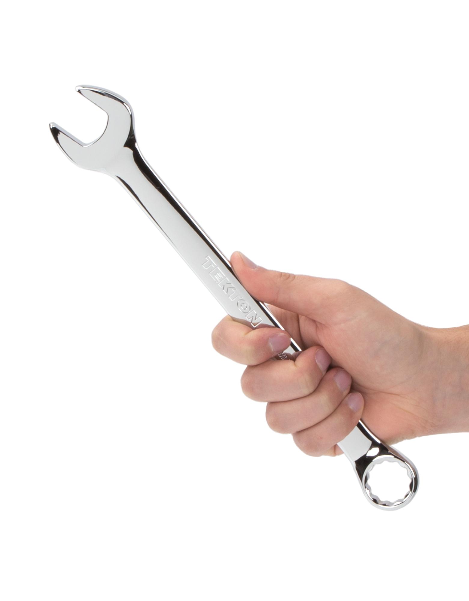 Person holding Tekton combination wrench. Item #18293