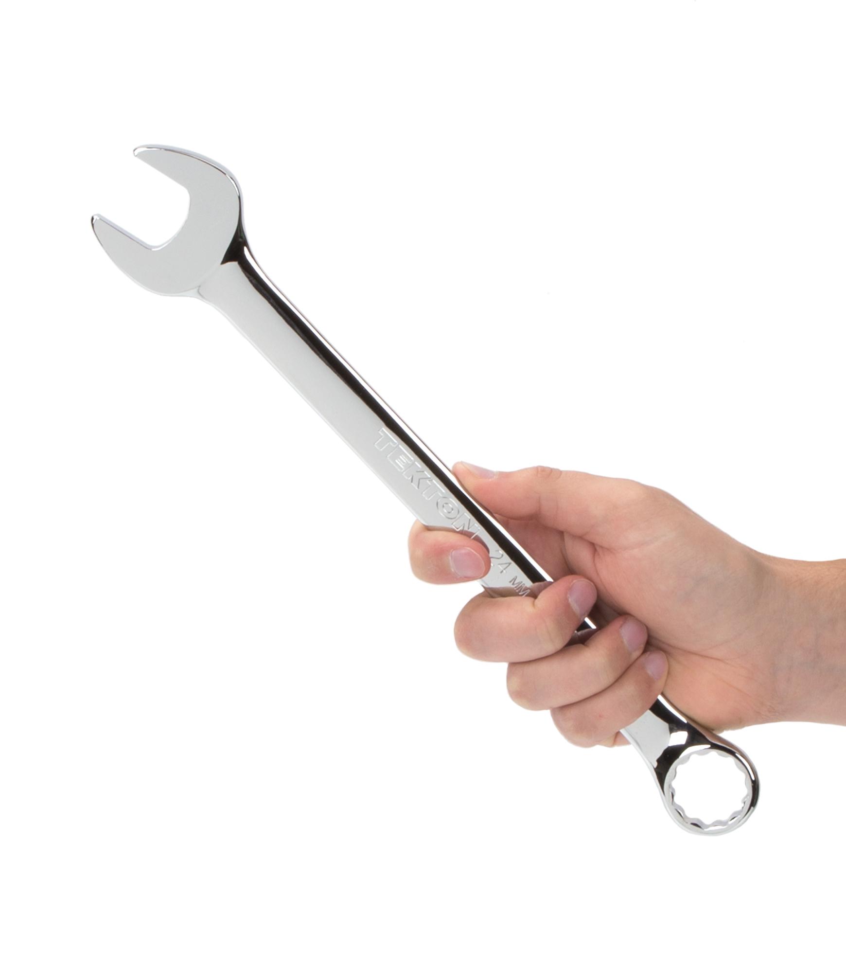 Person holding Tekton combination wrench. Item #18295