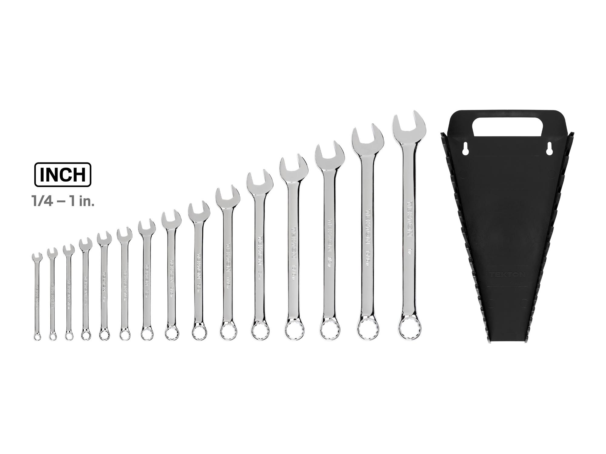 Laid out contents of Tekton holder combination wrench set. Item #18772