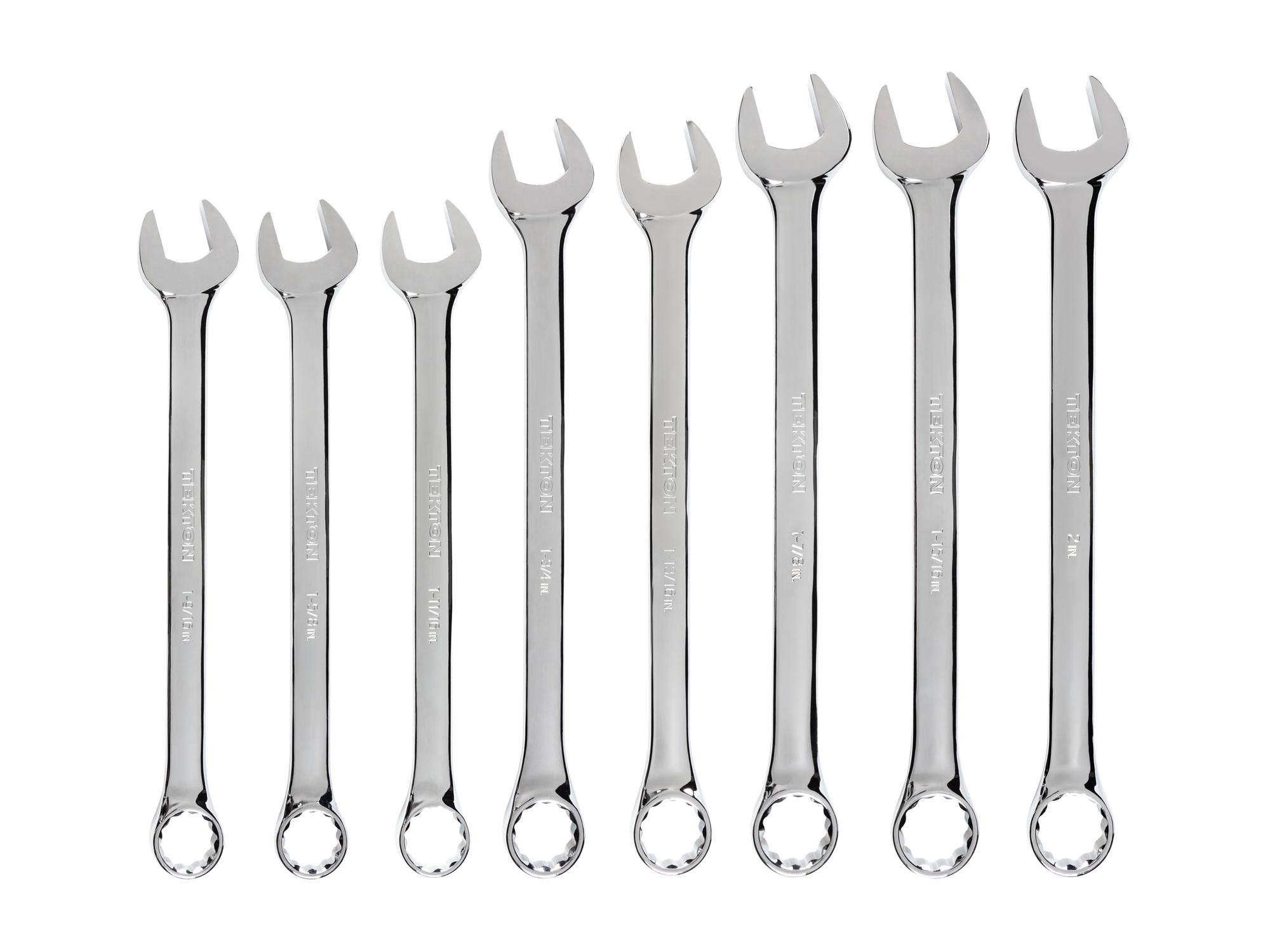 Front view of Tekton combination wrench set. Item #WCB90101