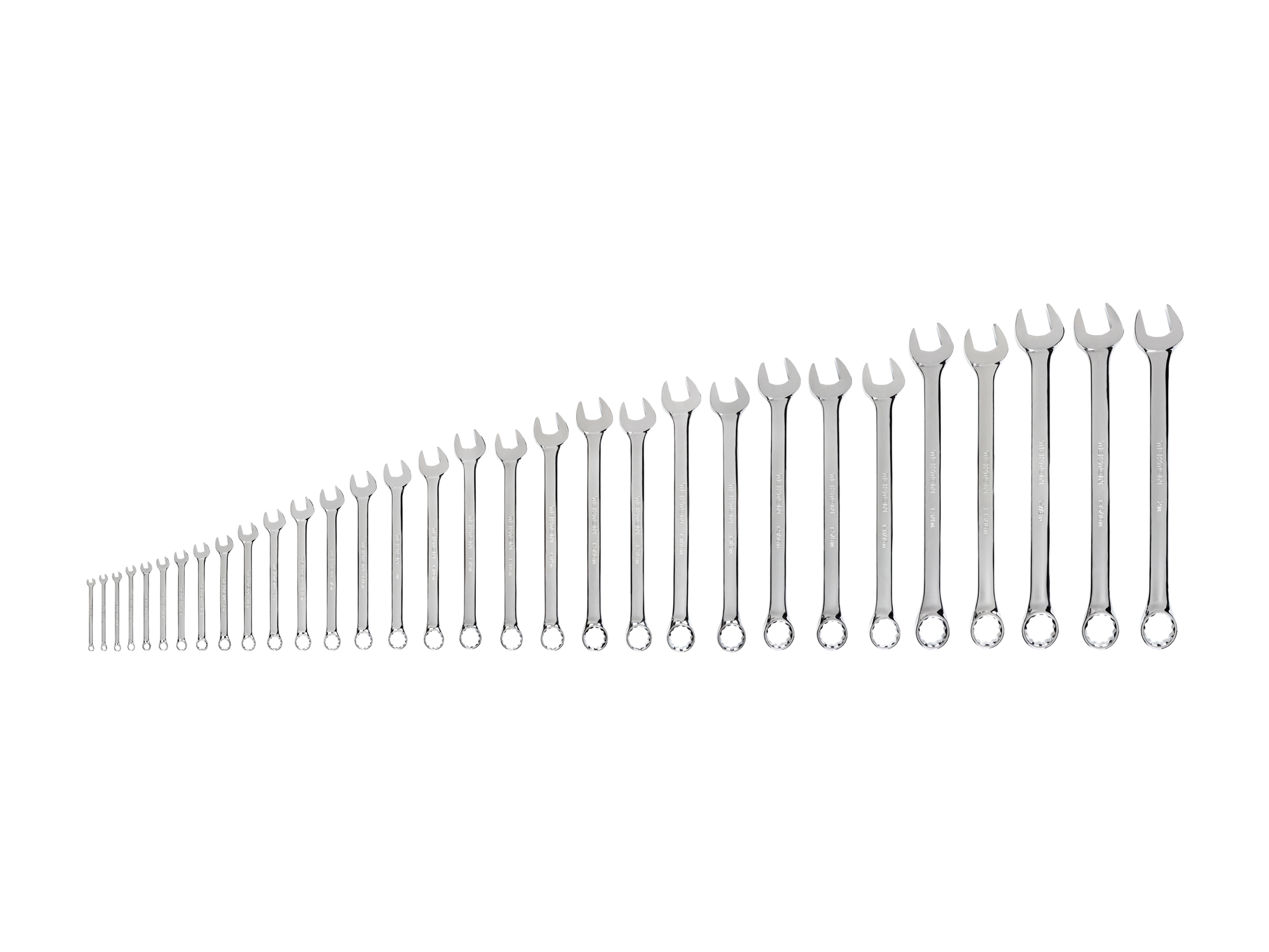 Front view of Tekton combination wrench set. Item #WCB90107