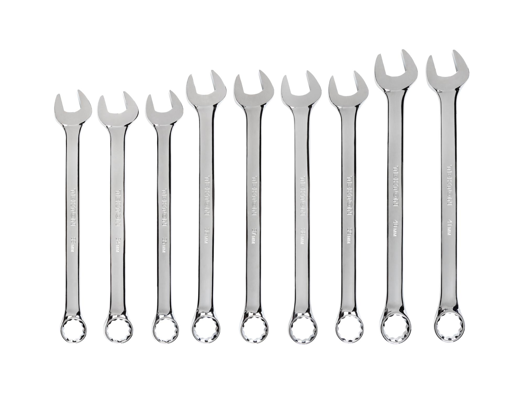 Includes: 33-41 mm (Metric) 12 point standard-length combination wrenches. No skipped sizes. WCB90202.