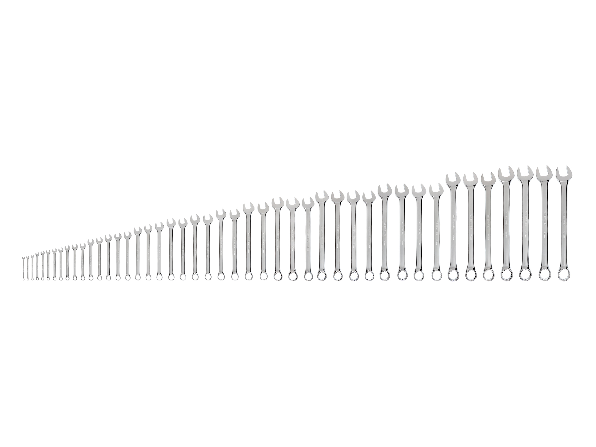 Front view of Tekton combination wrench set. Item #WCB90209