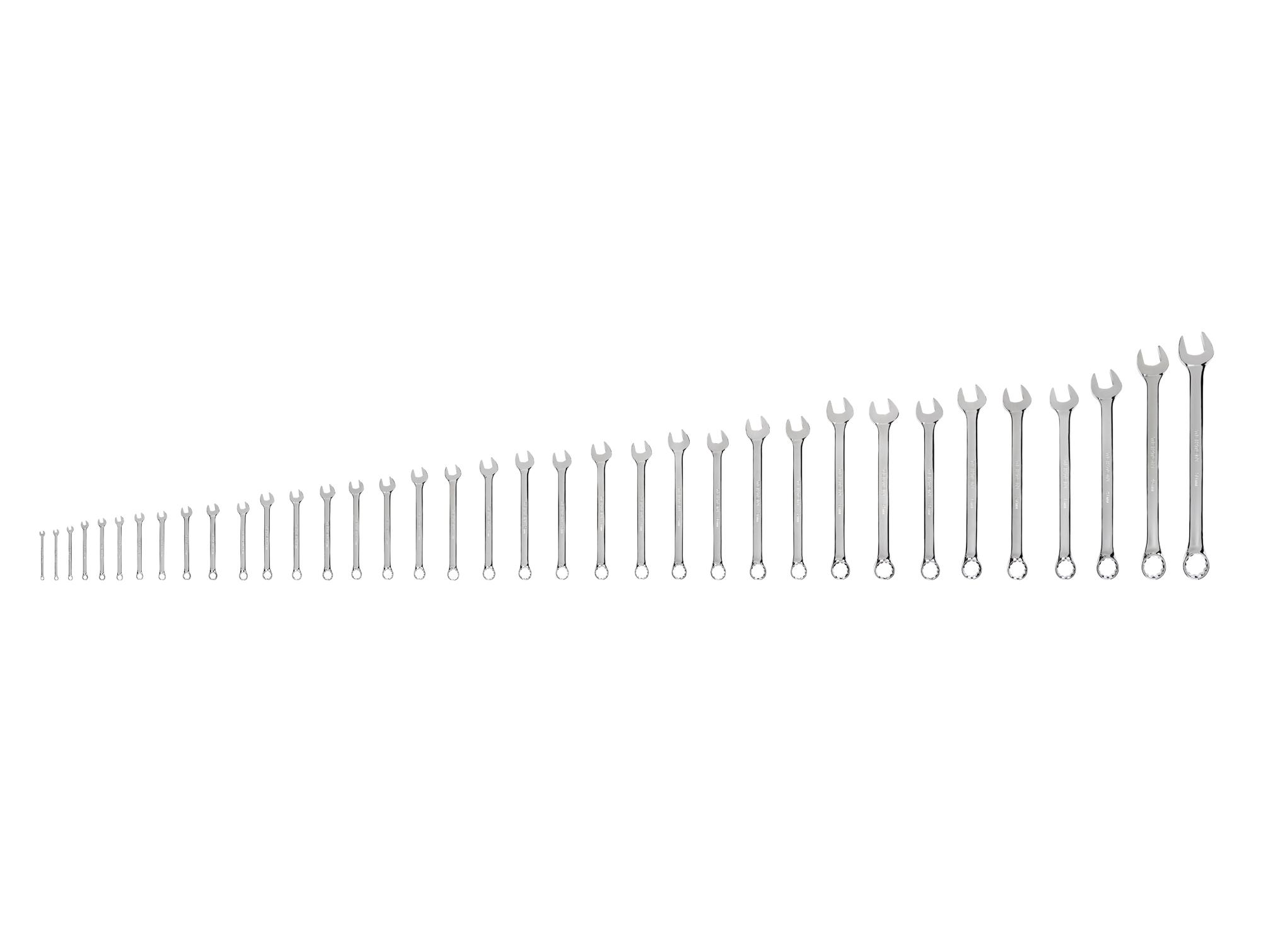 Front view of Tekton combination wrench set. Item #WCB90210