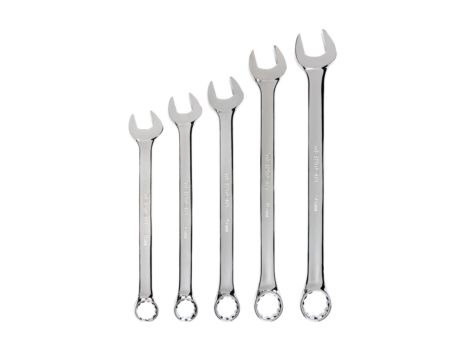 TEKTON Combination Wrench Set, 5-Piece (34 - 50 mm, Common Sizes)