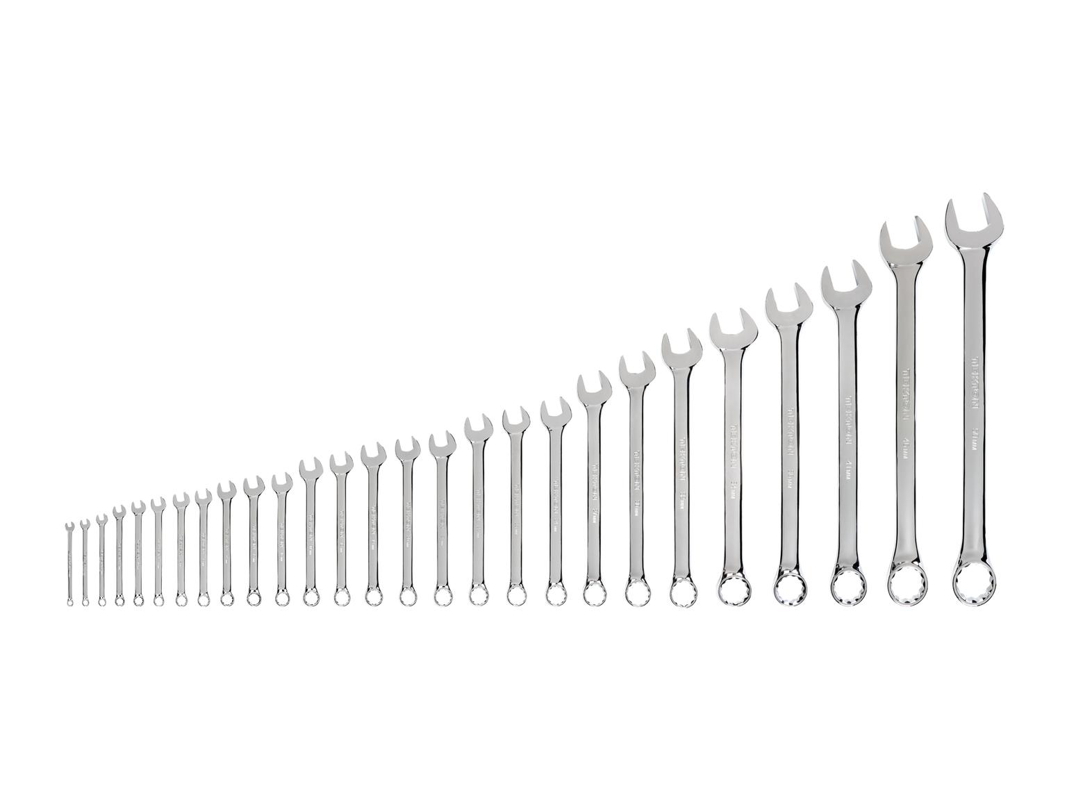 TEKTON Combination Wrench Set, 27-Piece (6 - 50 mm, Common Sizes)