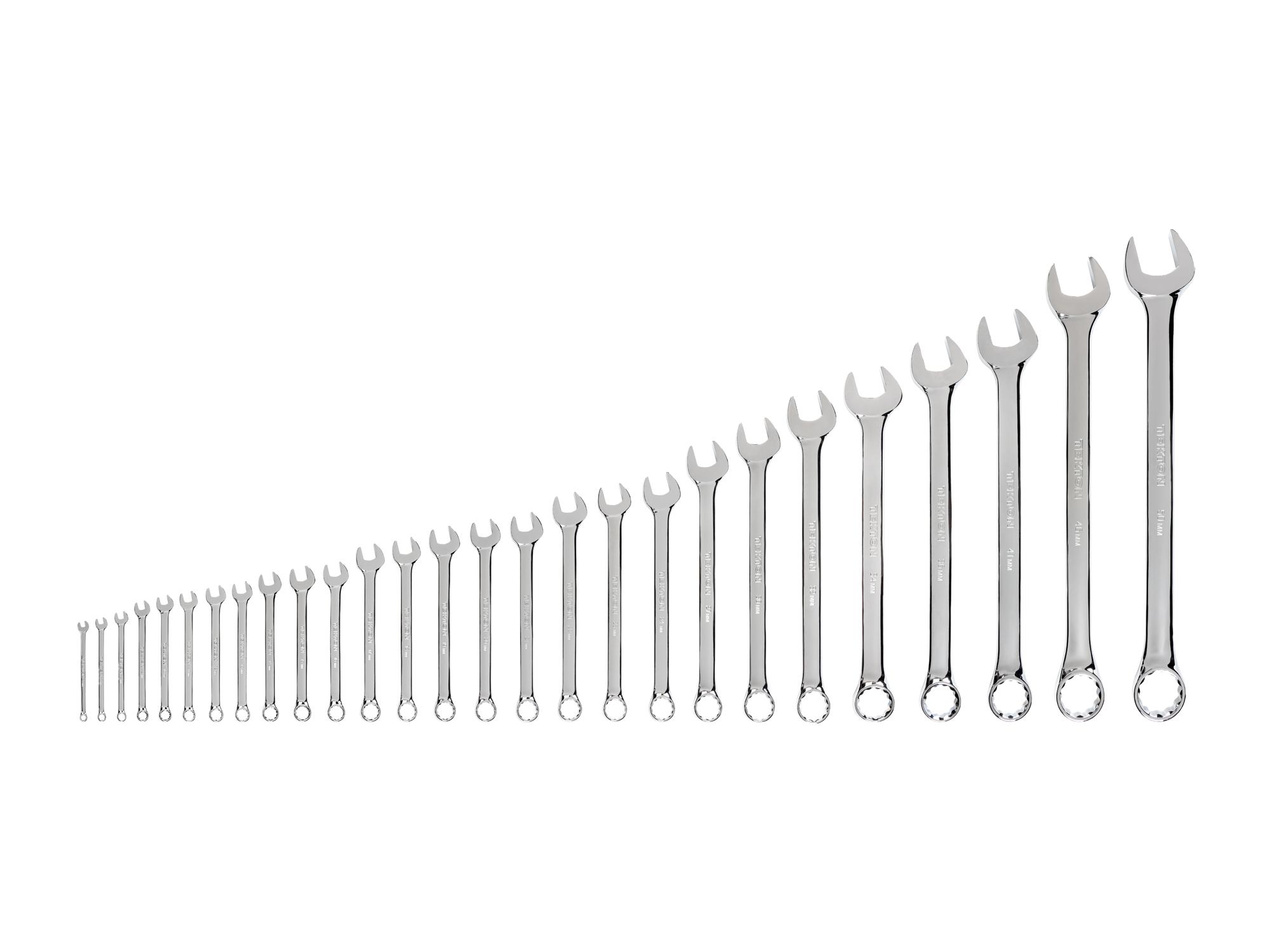 TEKTON Combination Wrench Set, 27-Piece (6 - 50 mm, Common Sizes)