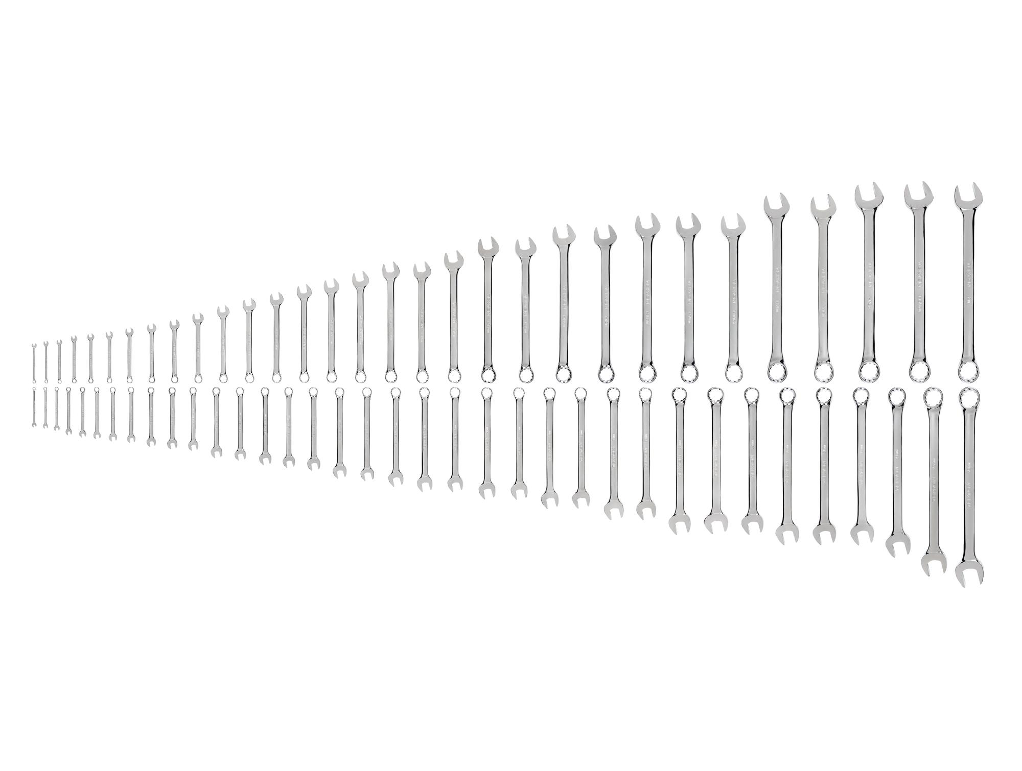 Front view of Tekton combination wrench set. Item #WCB90307