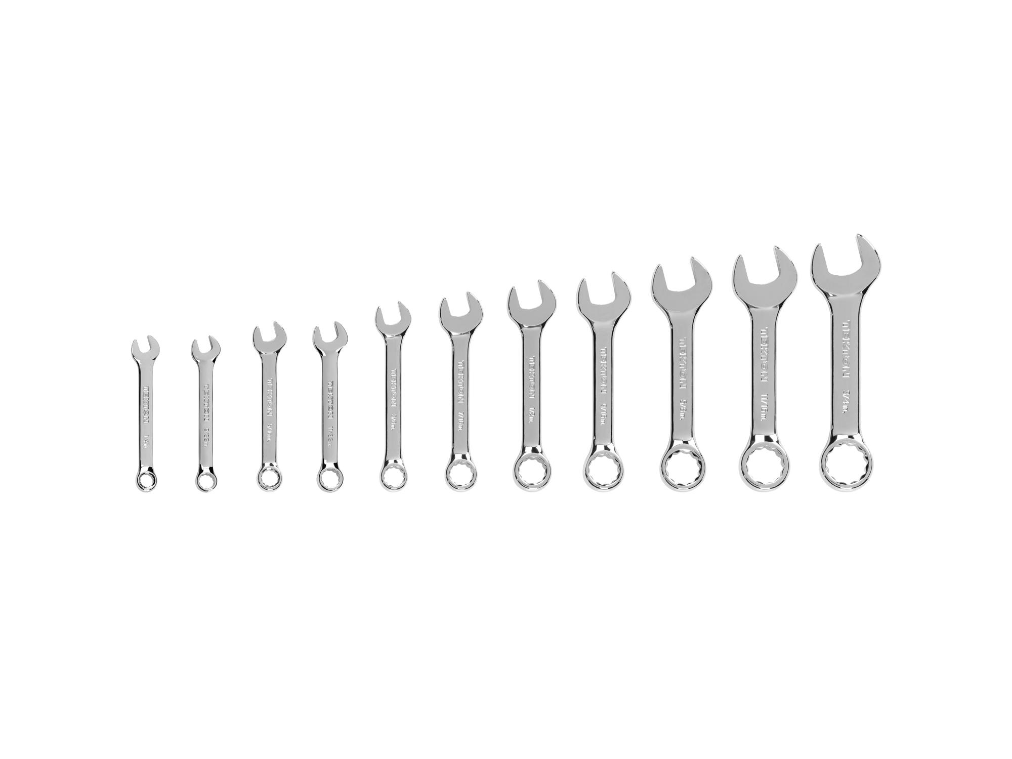 Front view of Tekton combination wrench set. Item #WCB90401