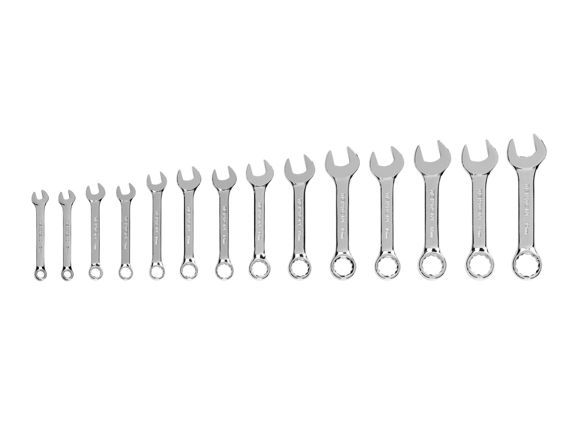 Front view of Tekton combination wrench set. Item #WCB90402
