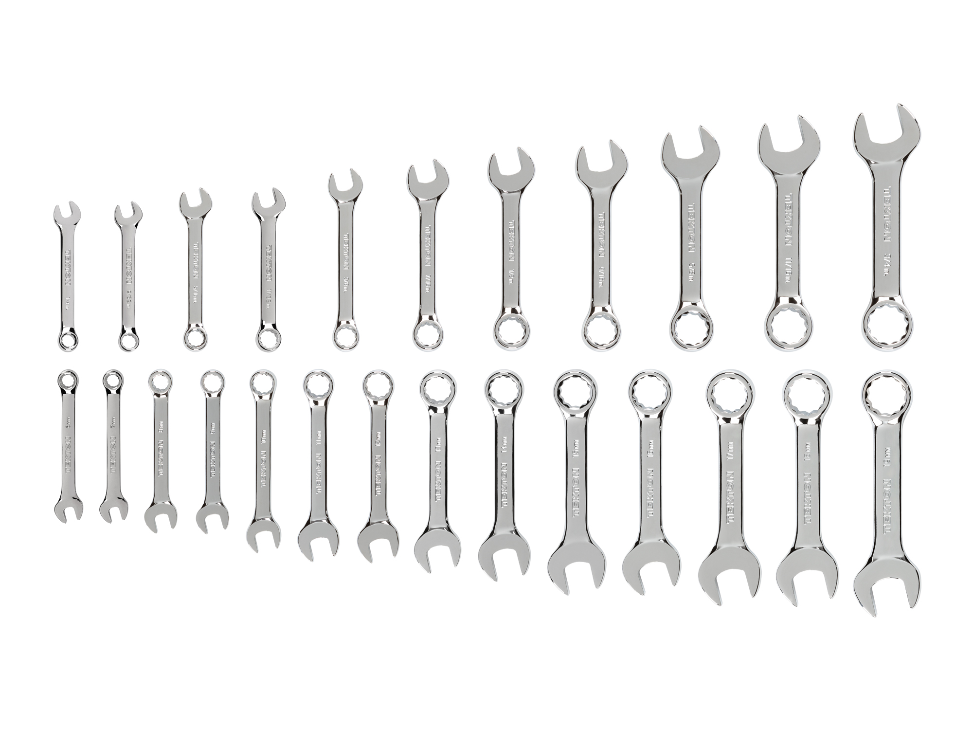 TEKTON Stubby Combination Wrench Set, 25-Piece (1/4-3/4 in., 6-19 mm)