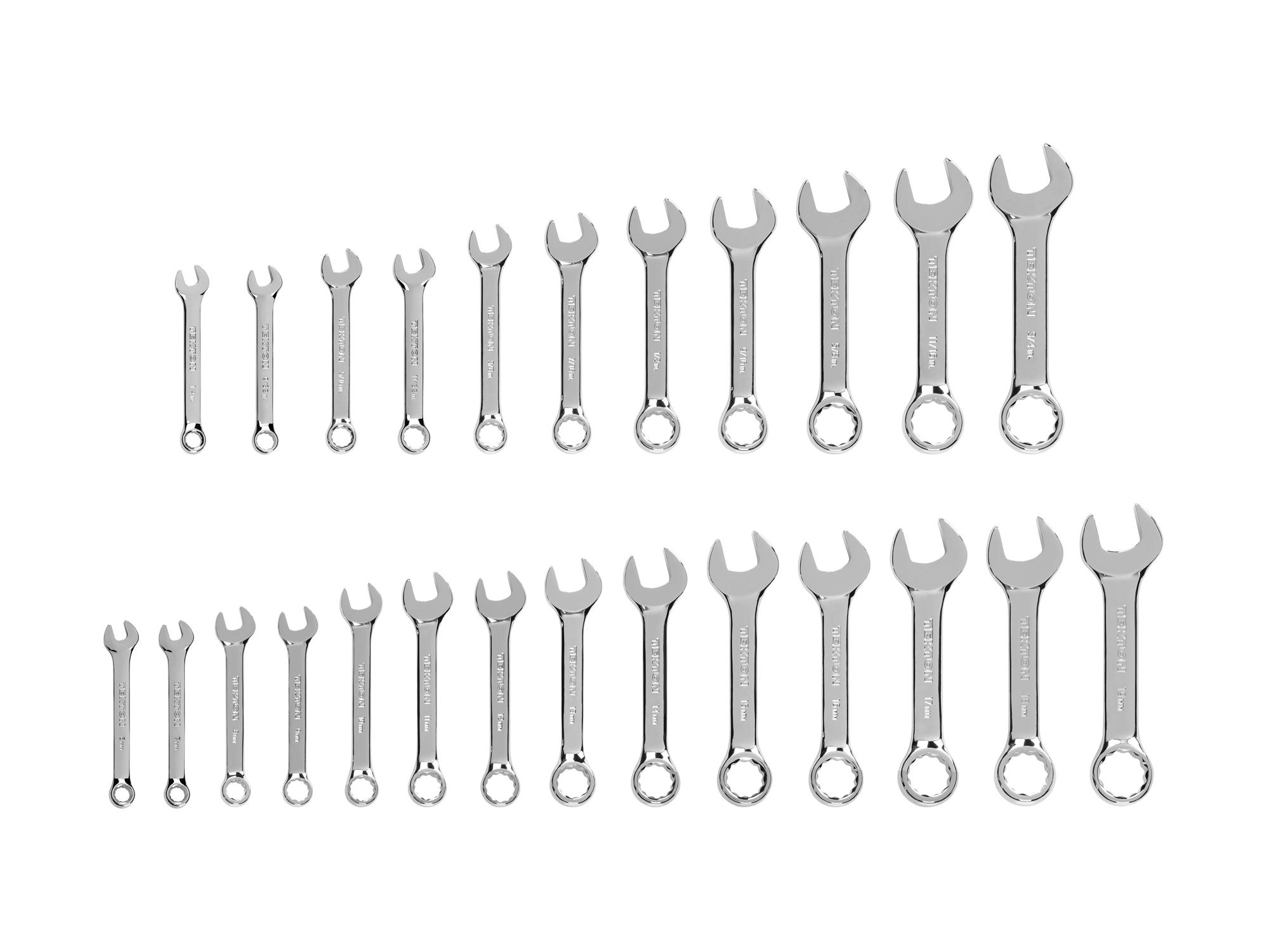 Front view of Tekton combination wrench set. Item #WCB90403