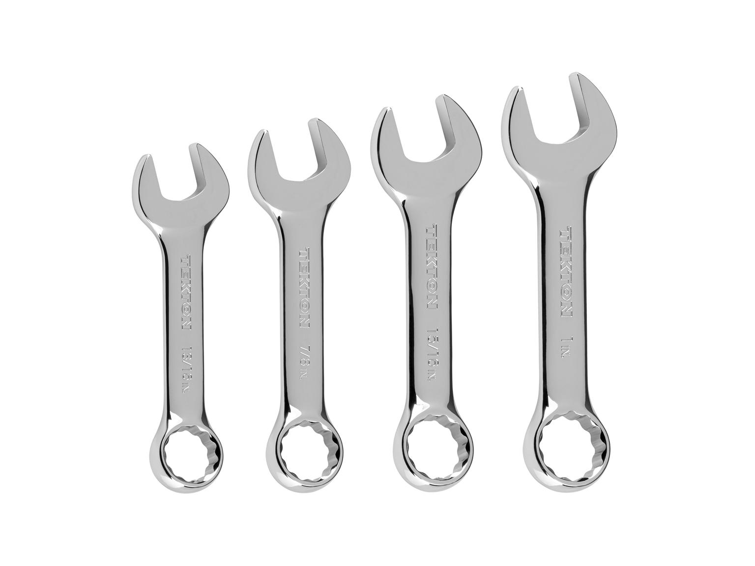 TEKTON Stubby Combination Wrench Set, 4-Piece (13/16 - 1 in.)