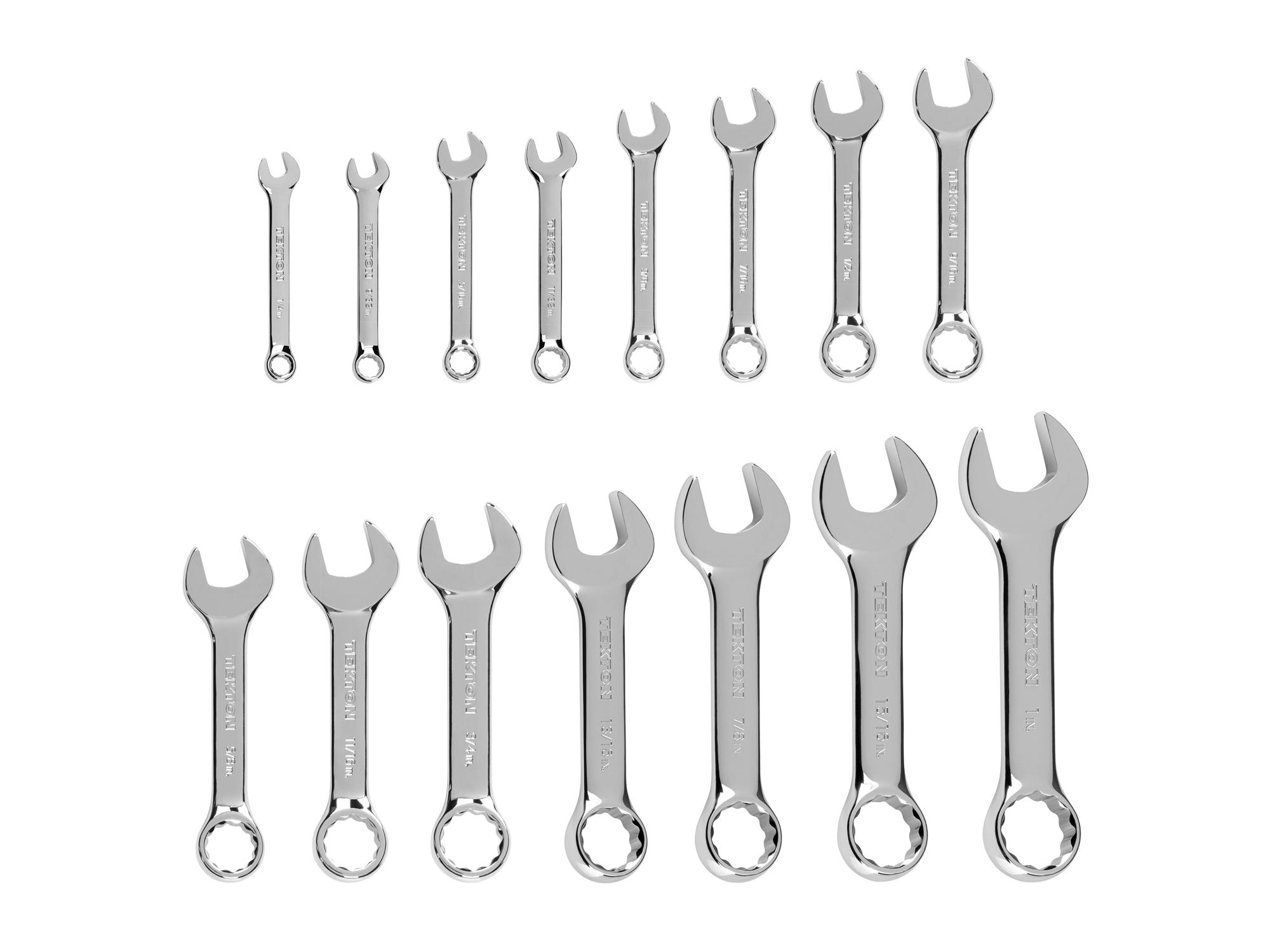 TEKTON Stubby Combination Wrench Set, 15-Piece (1/4 - 1 in.)