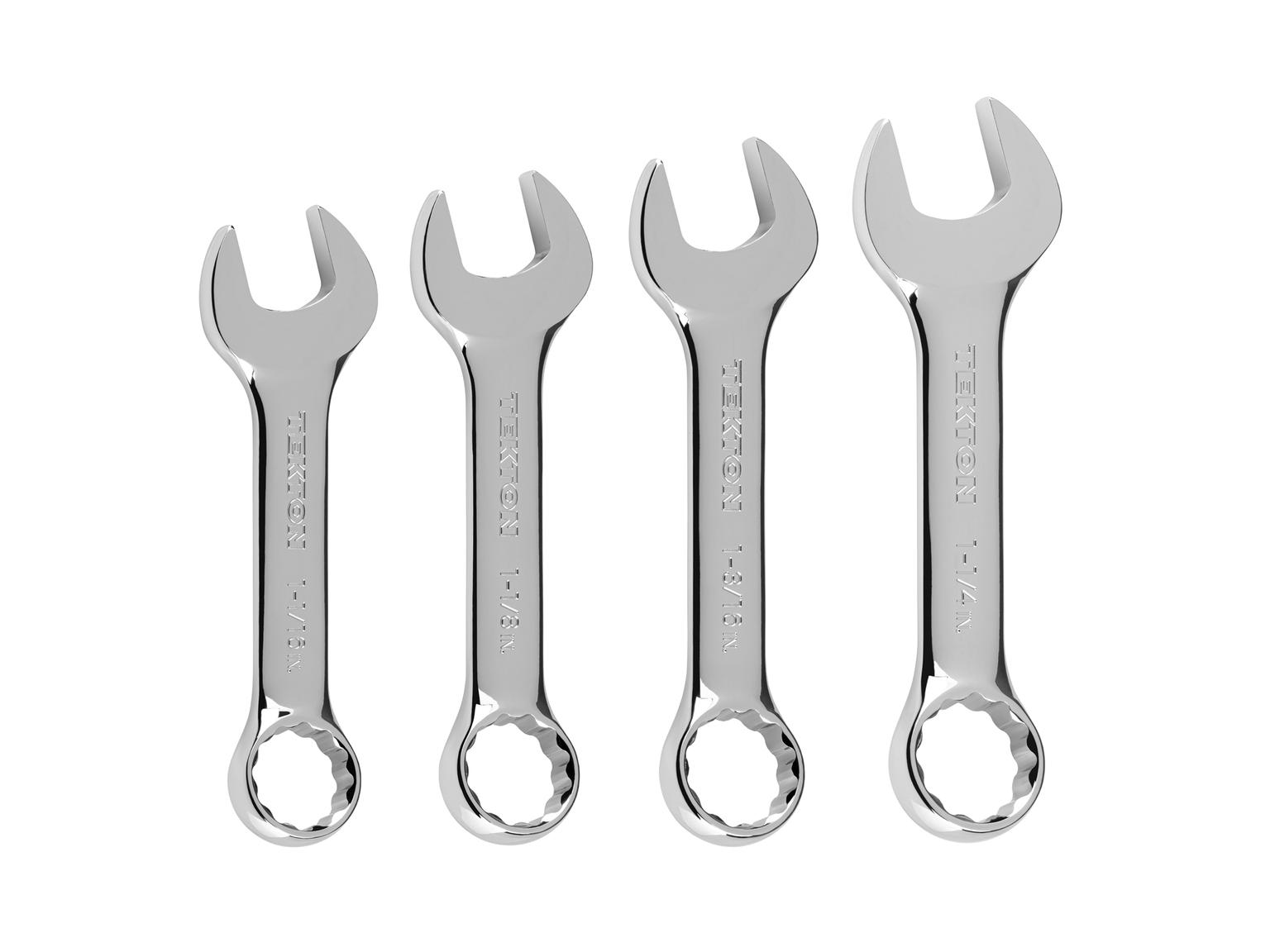 TEKTON Stubby Combination Wrench Set, 4-Piece (1-1/16 - 1-1/4 in.)