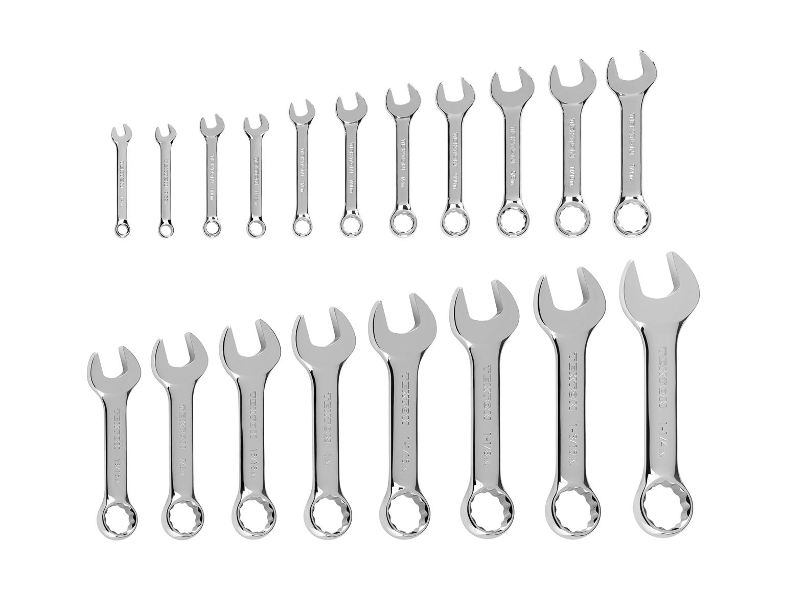 TEKTON Stubby Combination Wrench Set, 19-Piece (1/4 - 1-1/4 in.)