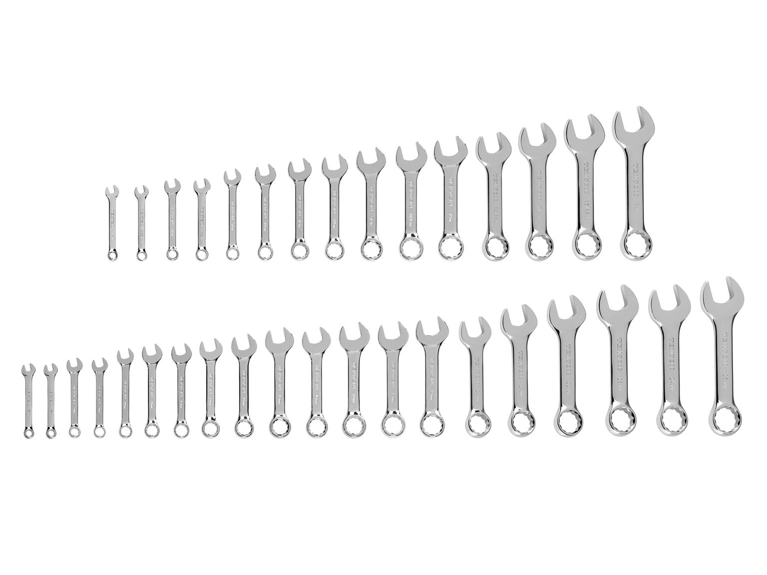 TEKTON Stubby Combination Wrench Set, 34-Piece (1/4 - 1 in., 6 - 24 mm)