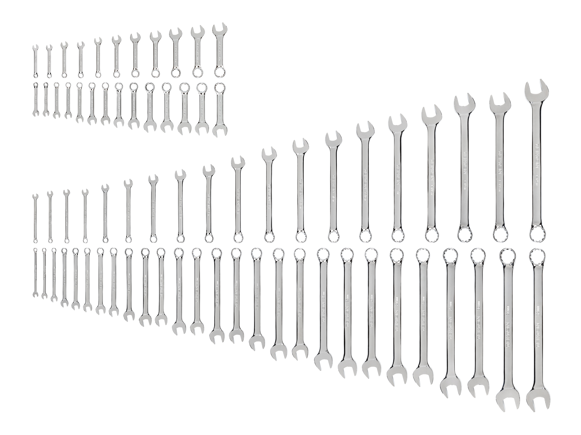 Front view of  71-piece inch-and-metric combination wrench set in a black no-storage