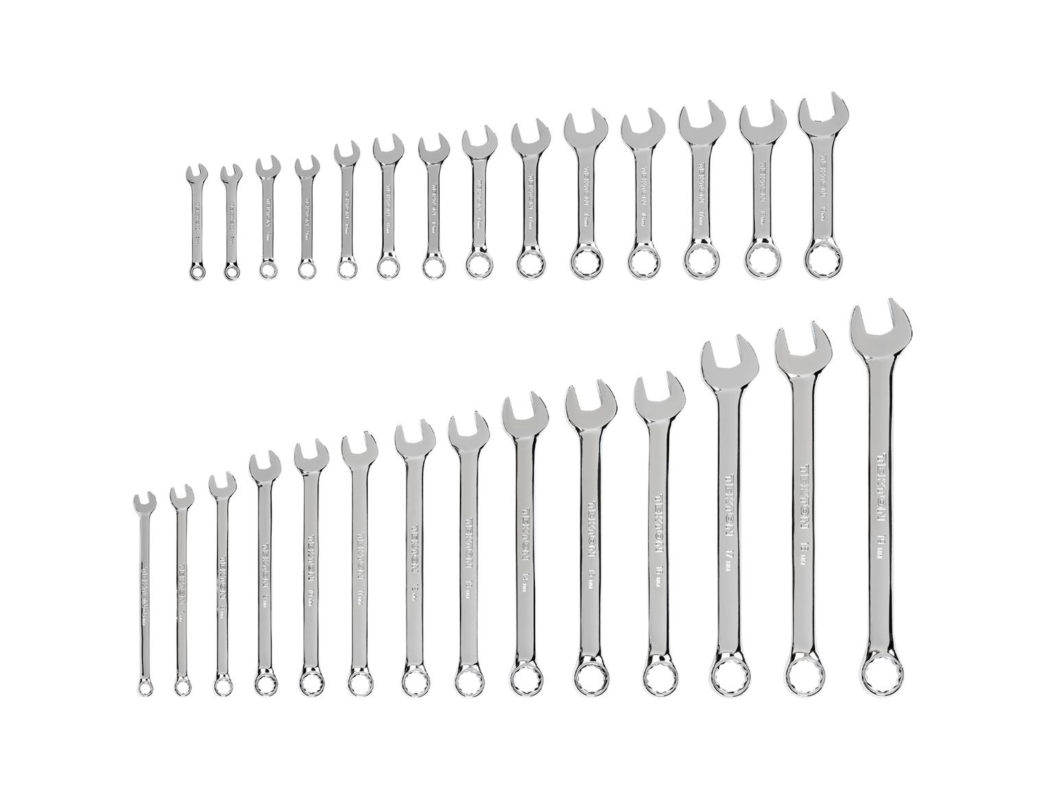 TEKTON Stubby and Standard Length Combination Wrench Set, 28-Piece (6 - 19 mm)