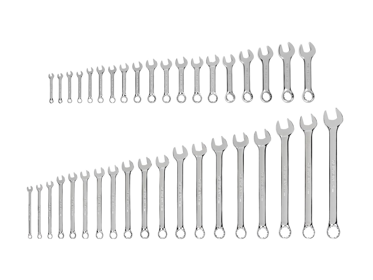 TEKTON Stubby and Standard Length Combination Wrench Set, 38-Piece (6 - 24 mm)
