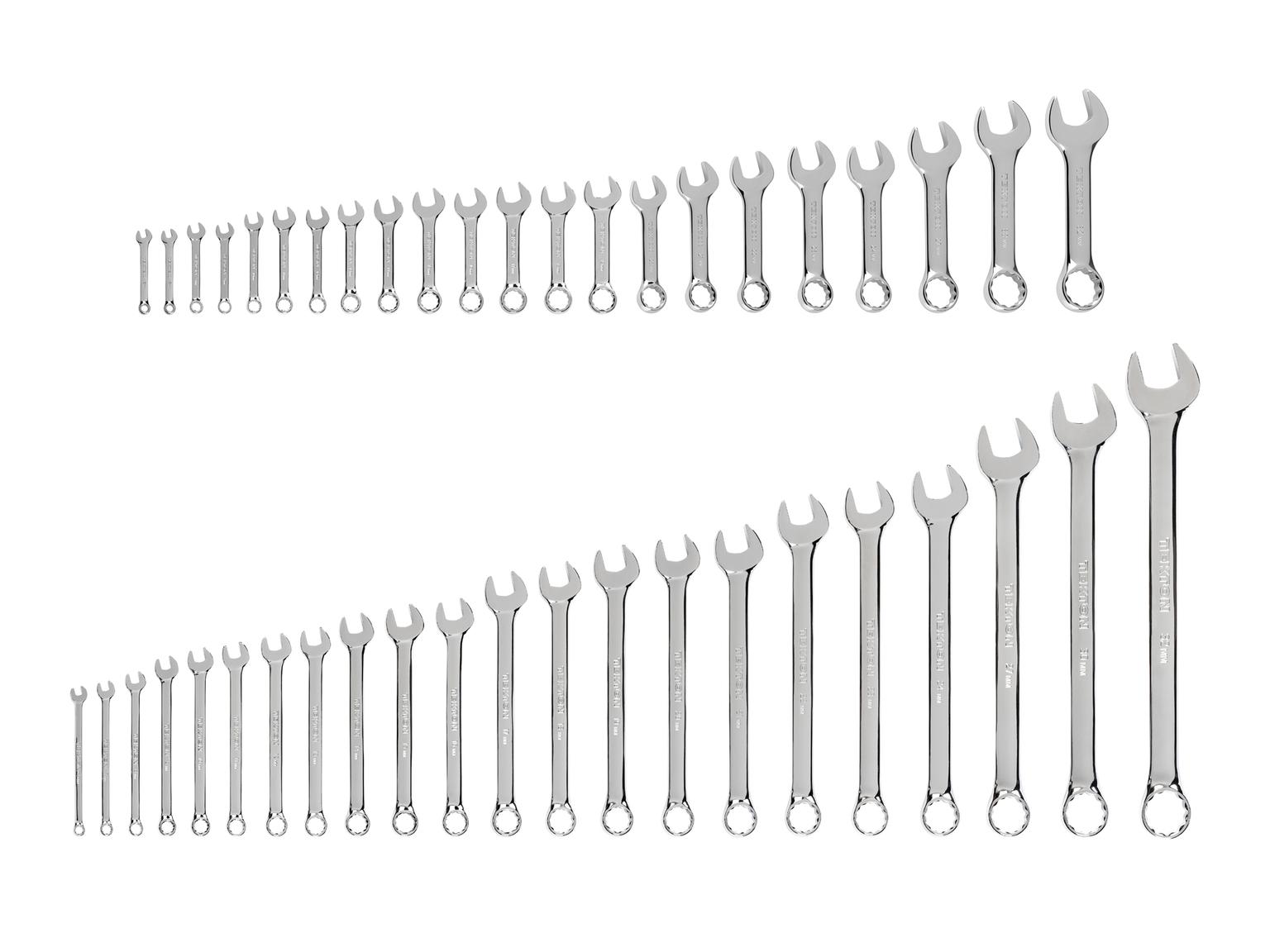 TEKTON Stubby and Standard Length Combination Wrench Set, 44-Piece (6 - 32 mm, Common Sizes)