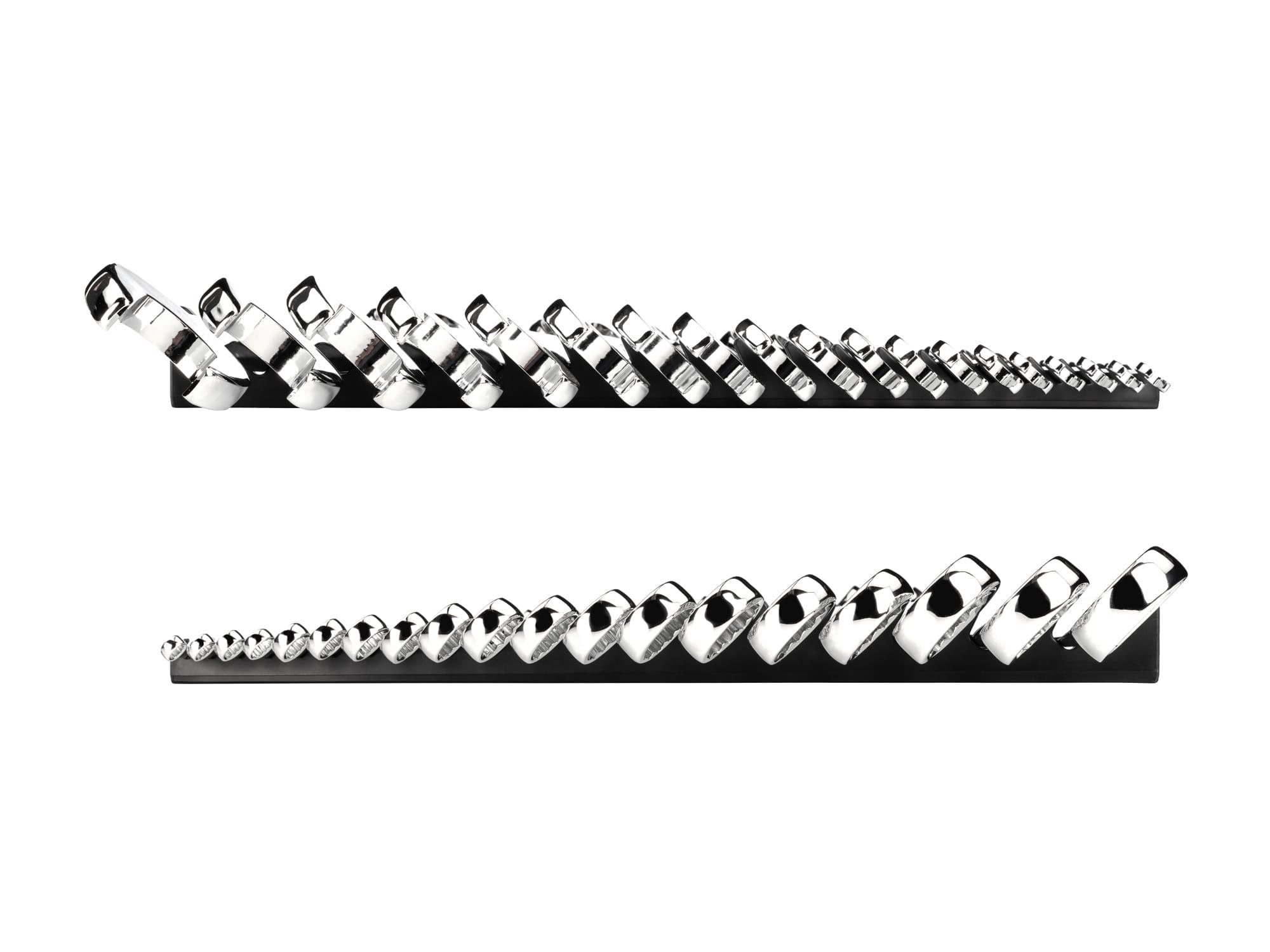 Side view of Tekton rack combination wrench set. Item #WCB91102