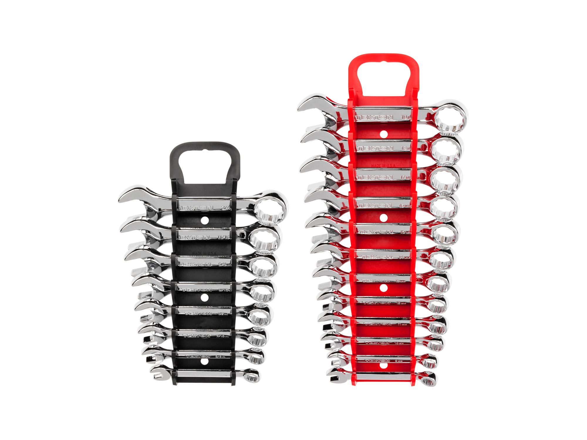 Includes: 5/16 - 3/4 inch (SAE), 8-19 mm (Metric). 12 point stubby combination wrenches. No skipped sizes. Comes with holder. WCB91601.