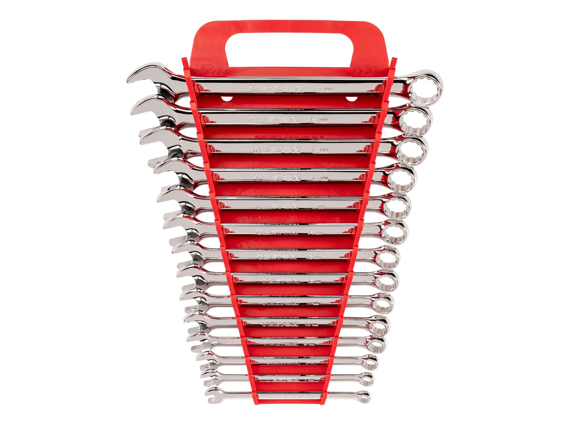 Front view of Tekton holder combination wrench set. Item #WCB92201
