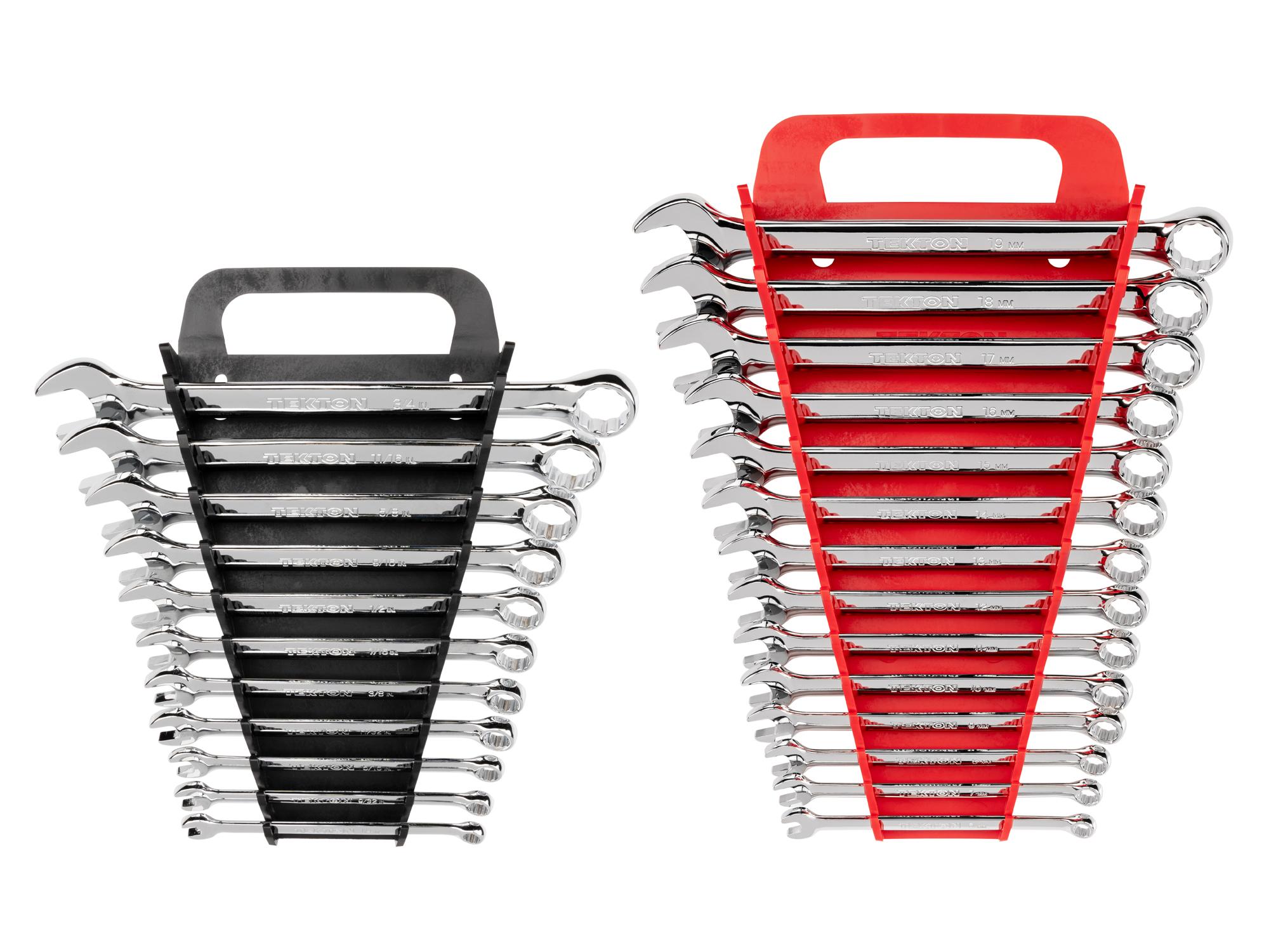 Front view of Tekton holder combination wrench set. Item #WCB92301