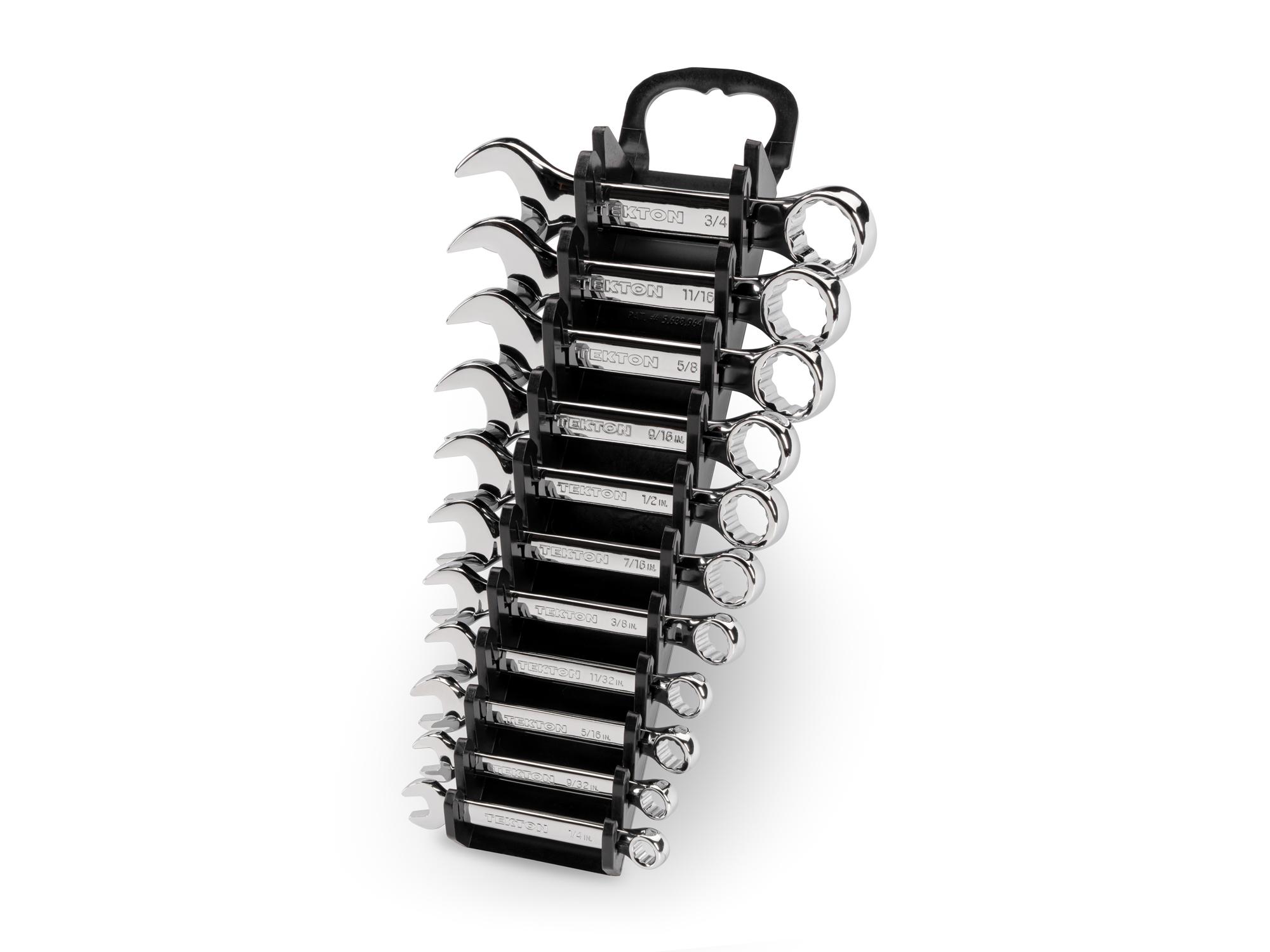 Front-right angle view of Tekton holder combination wrench set. Item #WCB92401