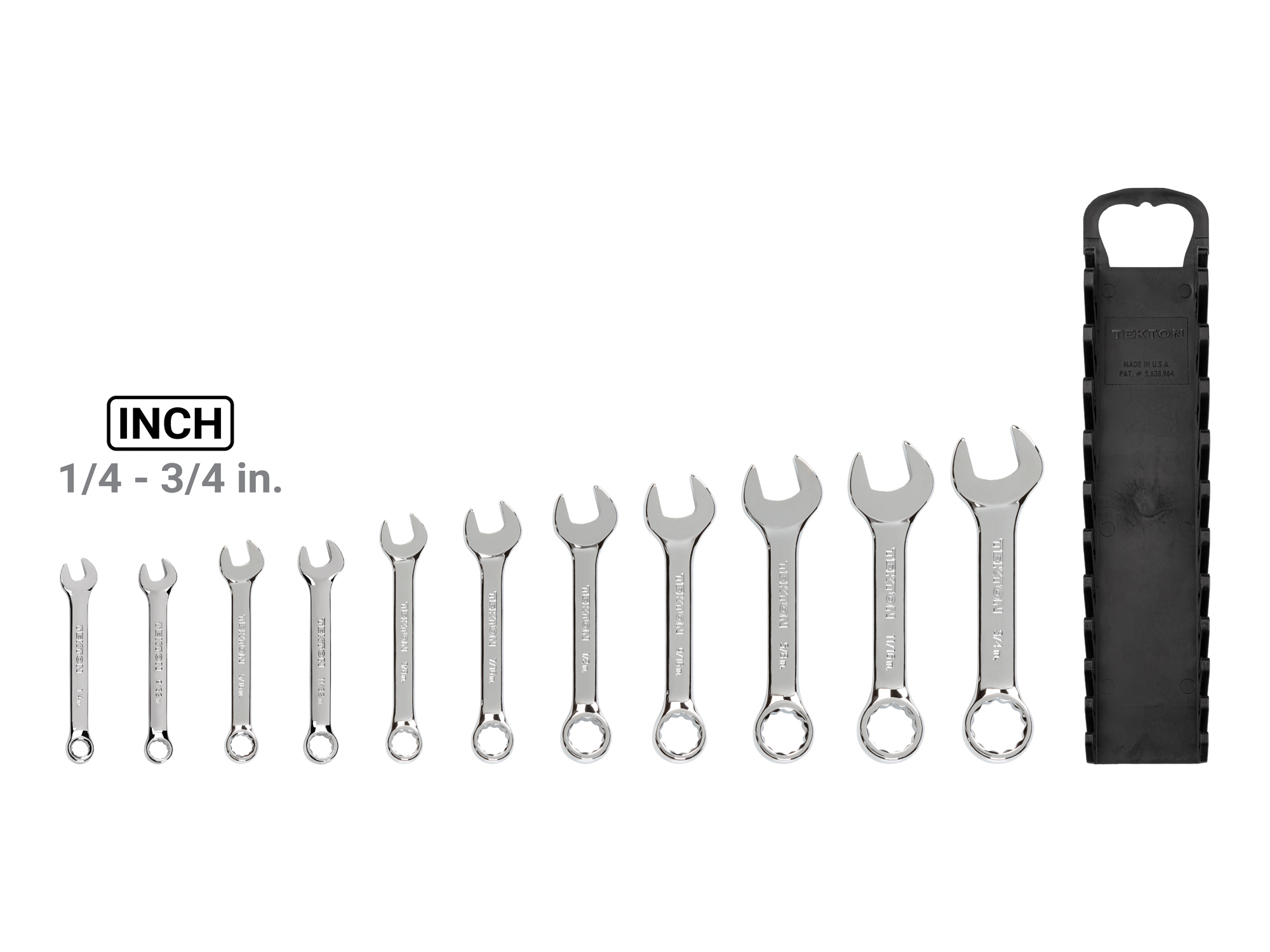 Includes: 1/4-3/4 inch (SAE) stubby combination wrenches. No skipped sizes. Comes with holder storage. WCB92401.