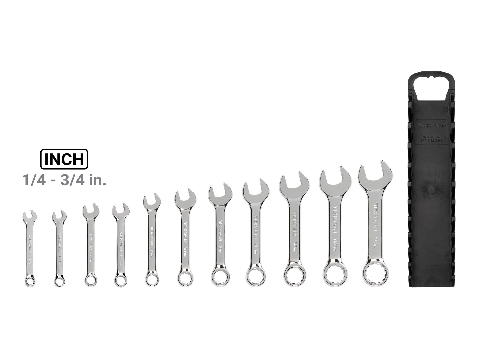 Laid out contents of Tekton holder combination wrench set. Item #WCB92401