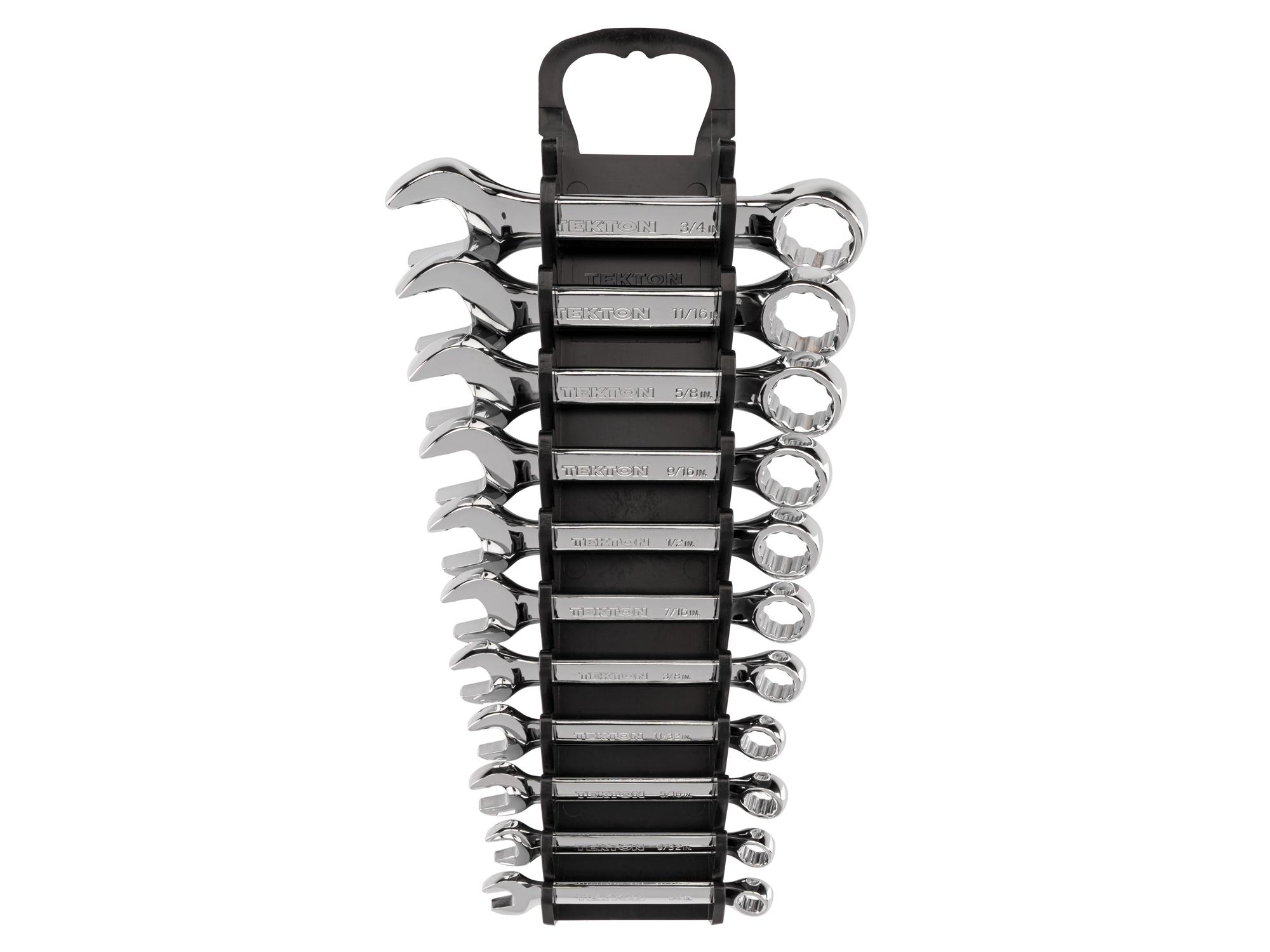 Front view of Tekton holder combination wrench set. Item #WCB92401