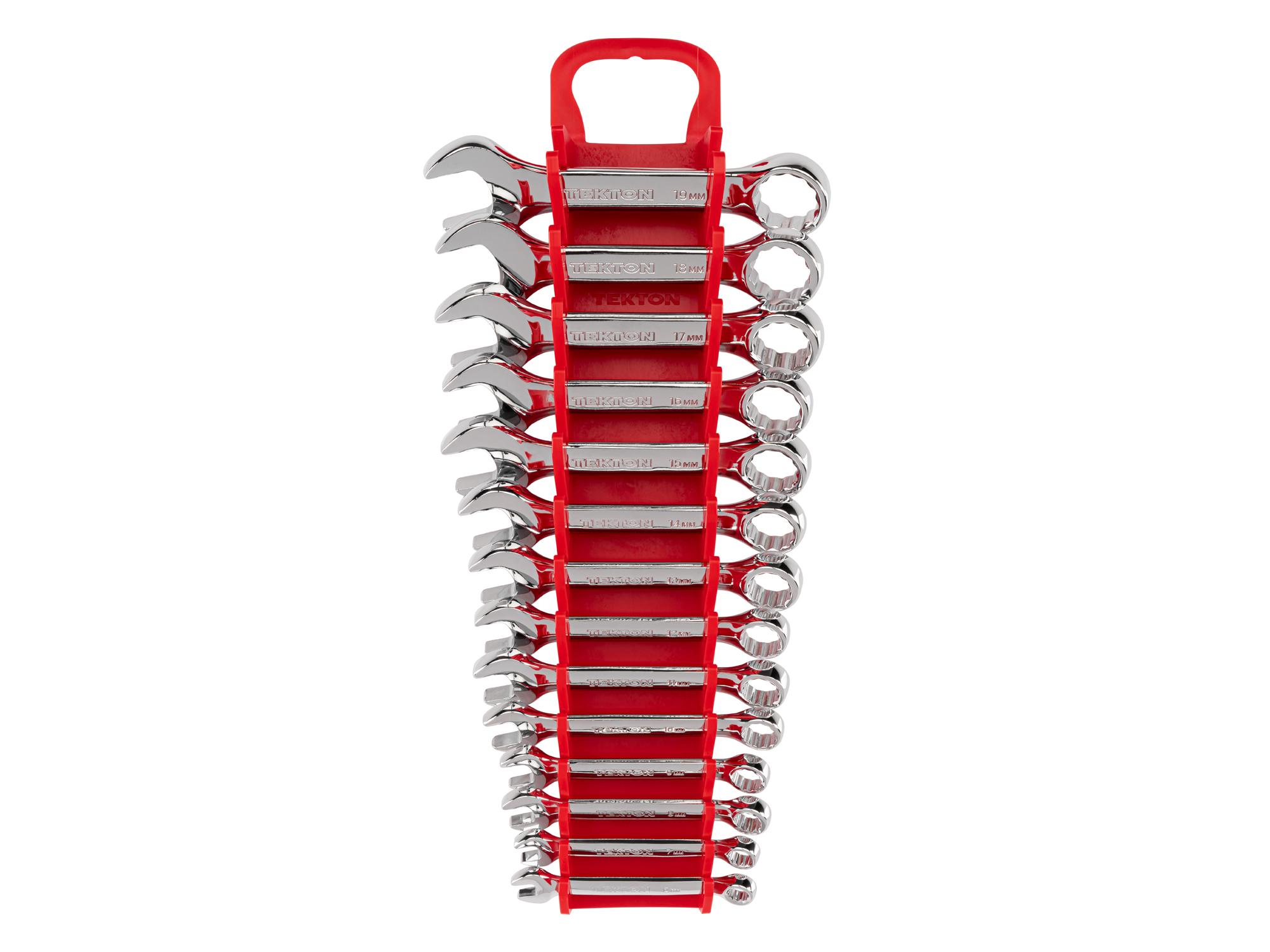 Front view of Tekton holder combination wrench set. Item #WCB92402