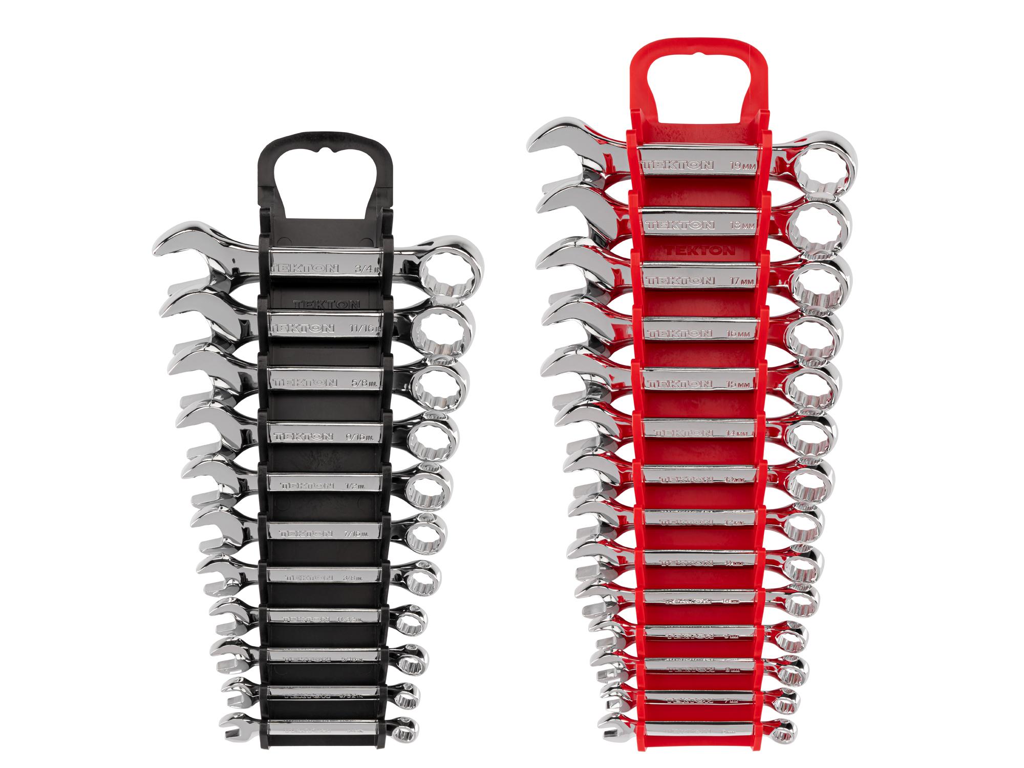 Front view of Tekton holder combination wrench set. Item #WCB92403