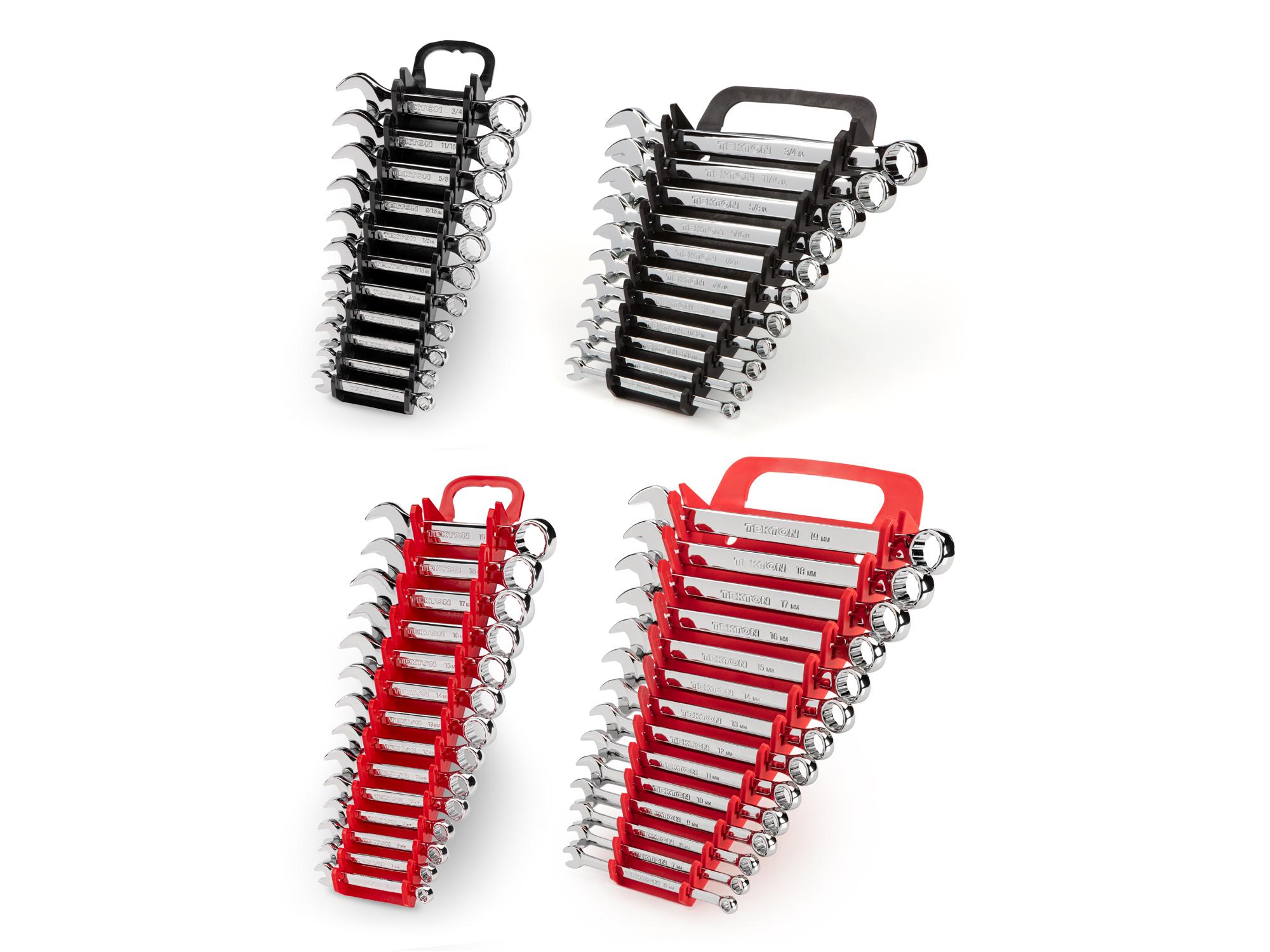 Front-right angle view of Tekton holder combination wrench set. Item #WCB92902