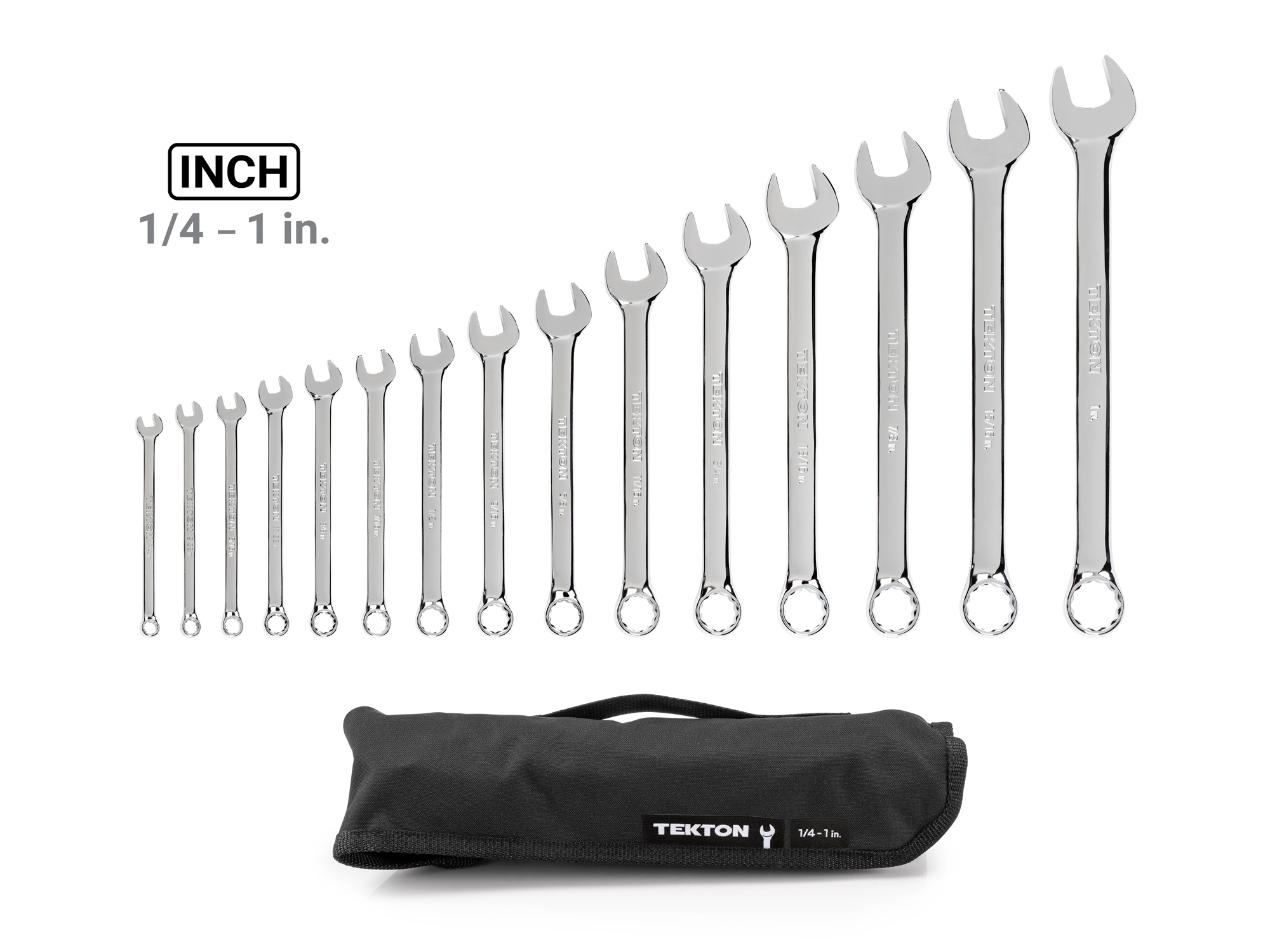 Includes: 1/4-1 inch (SAE) combination wrenches with no skipped sizes, plus pouch organizer. #WCB94102.