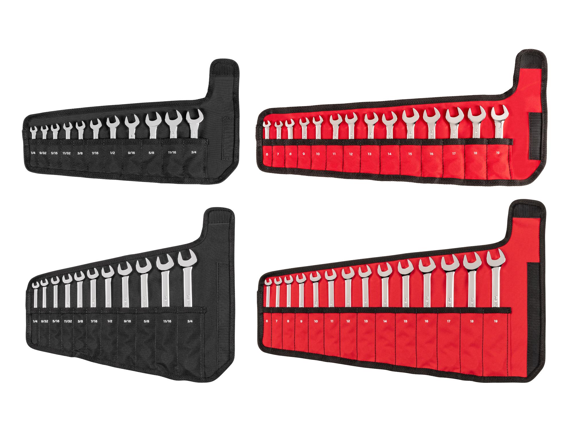 Front view of Tekton roll combination wrench set. Item #WCB94902