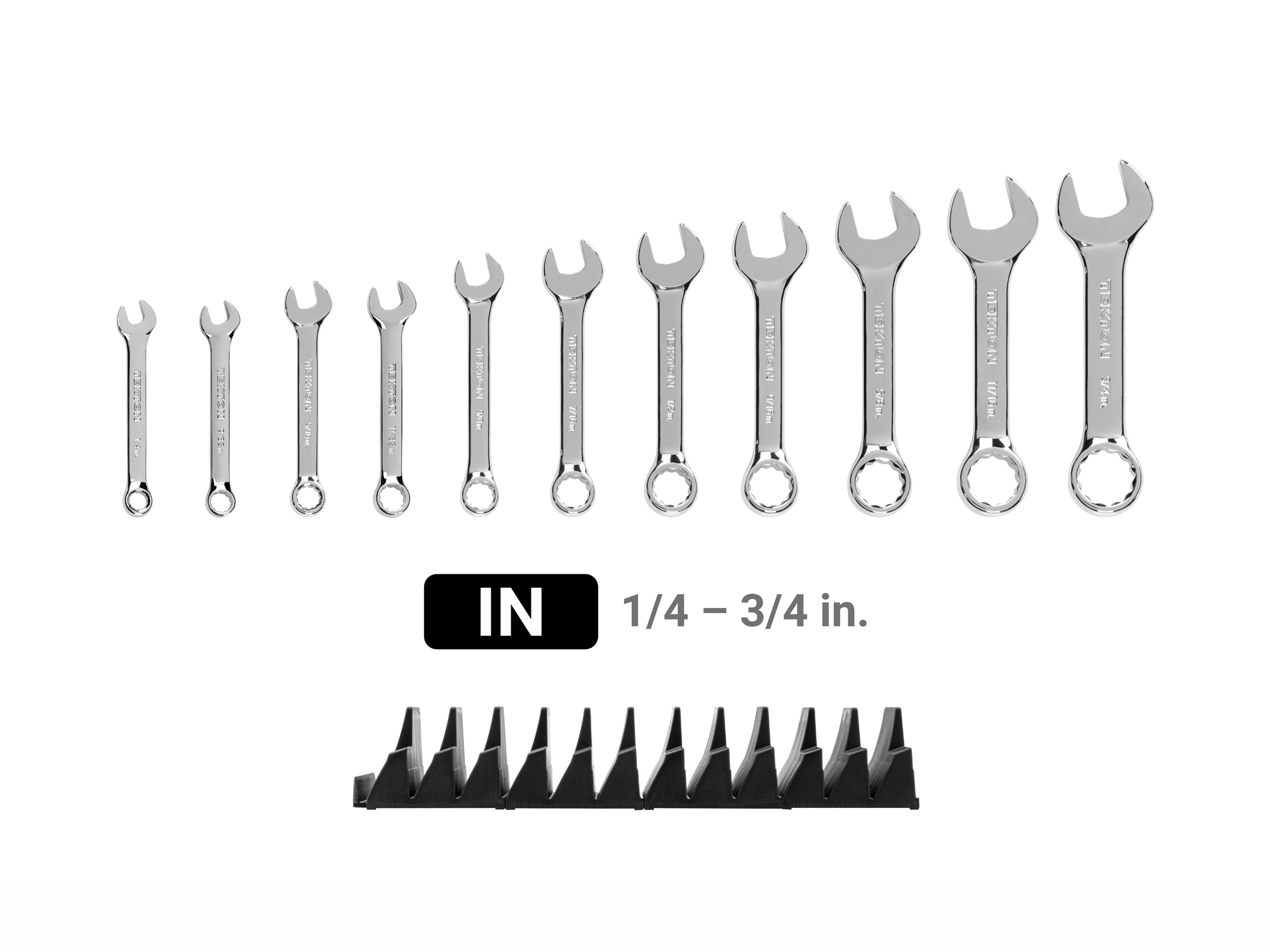 11-Piece Inch Stubby Wrench Set with Wrench Organizer | TEKTON