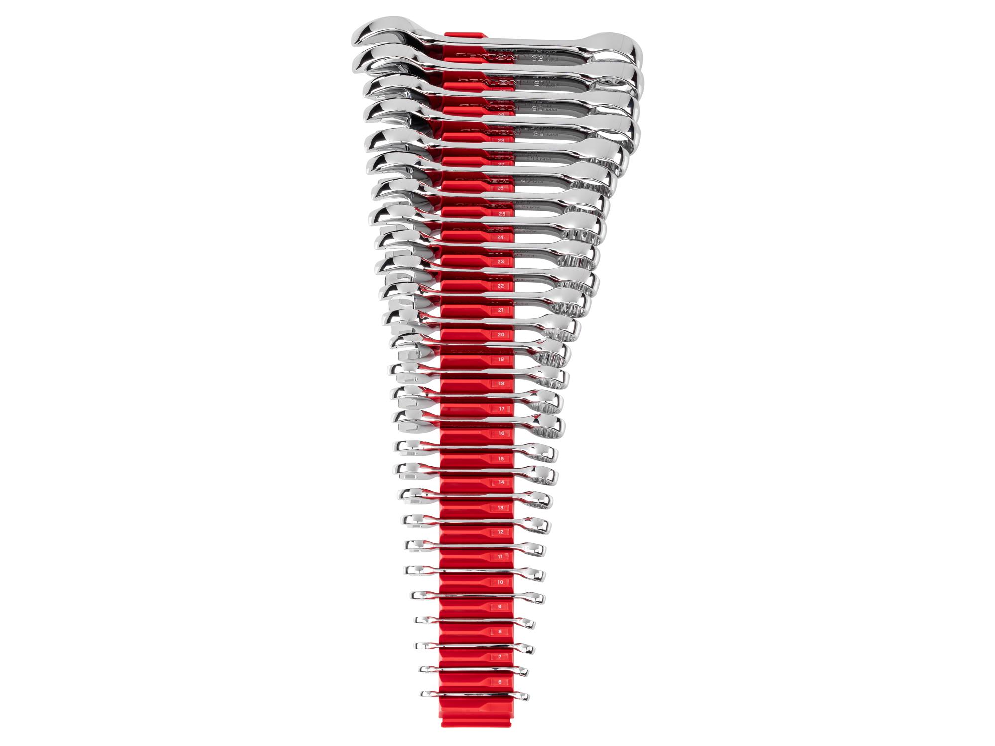 TEKTON Stubby Combination Wrench Set with Modular Organizers, 27-Piece (6 - 32 mm)
