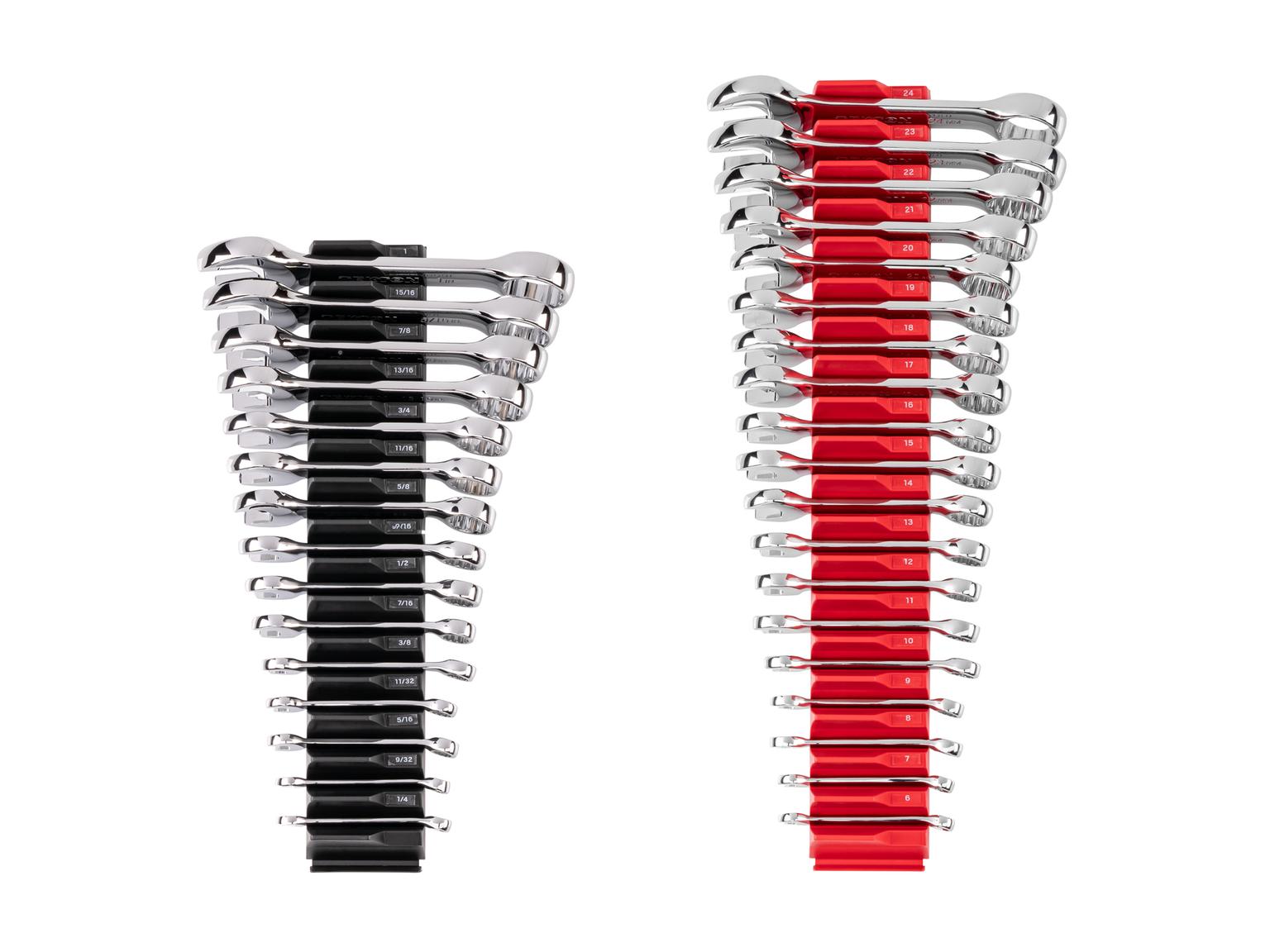 TEKTON Stubby Combination Wrench Set with Modular Organizers, 34-Piece (1/4 - 1 in., 6 - 24 mm)