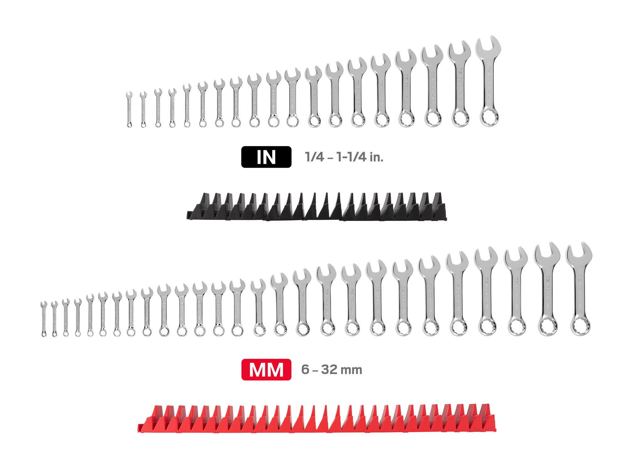 TEKTON Stubby Combination Wrench Set with Modular Organizers, 46-Piece (1/4 - 1-1/4 in., 6 - 32 mm)