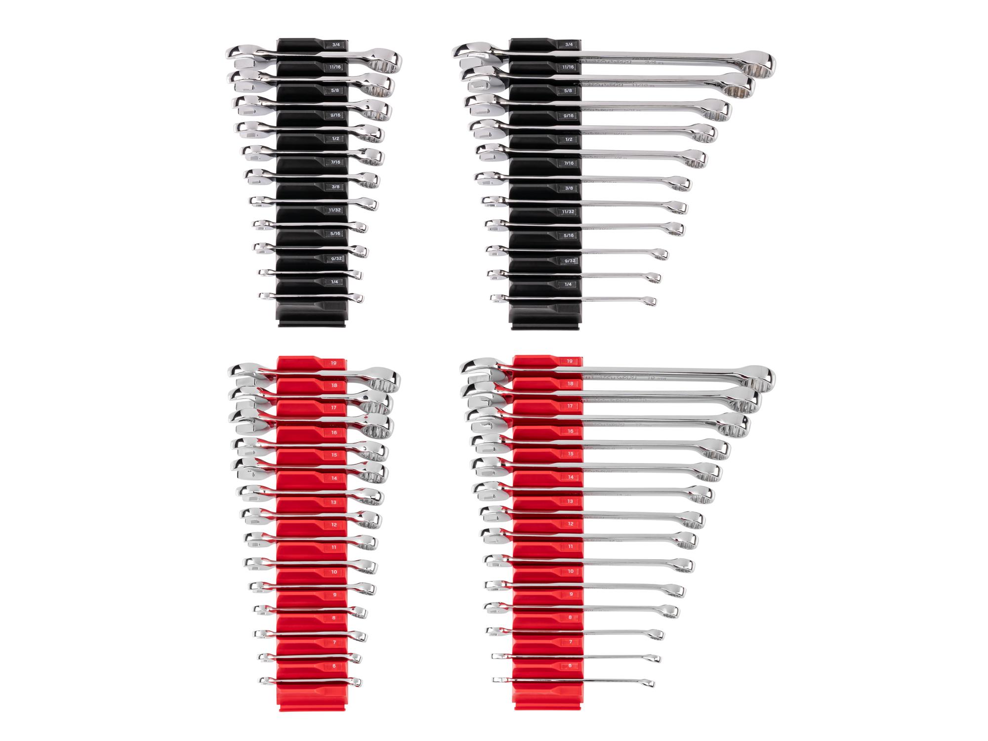 Front view of Tekton modular combination wrench set. Item #WCB95901
