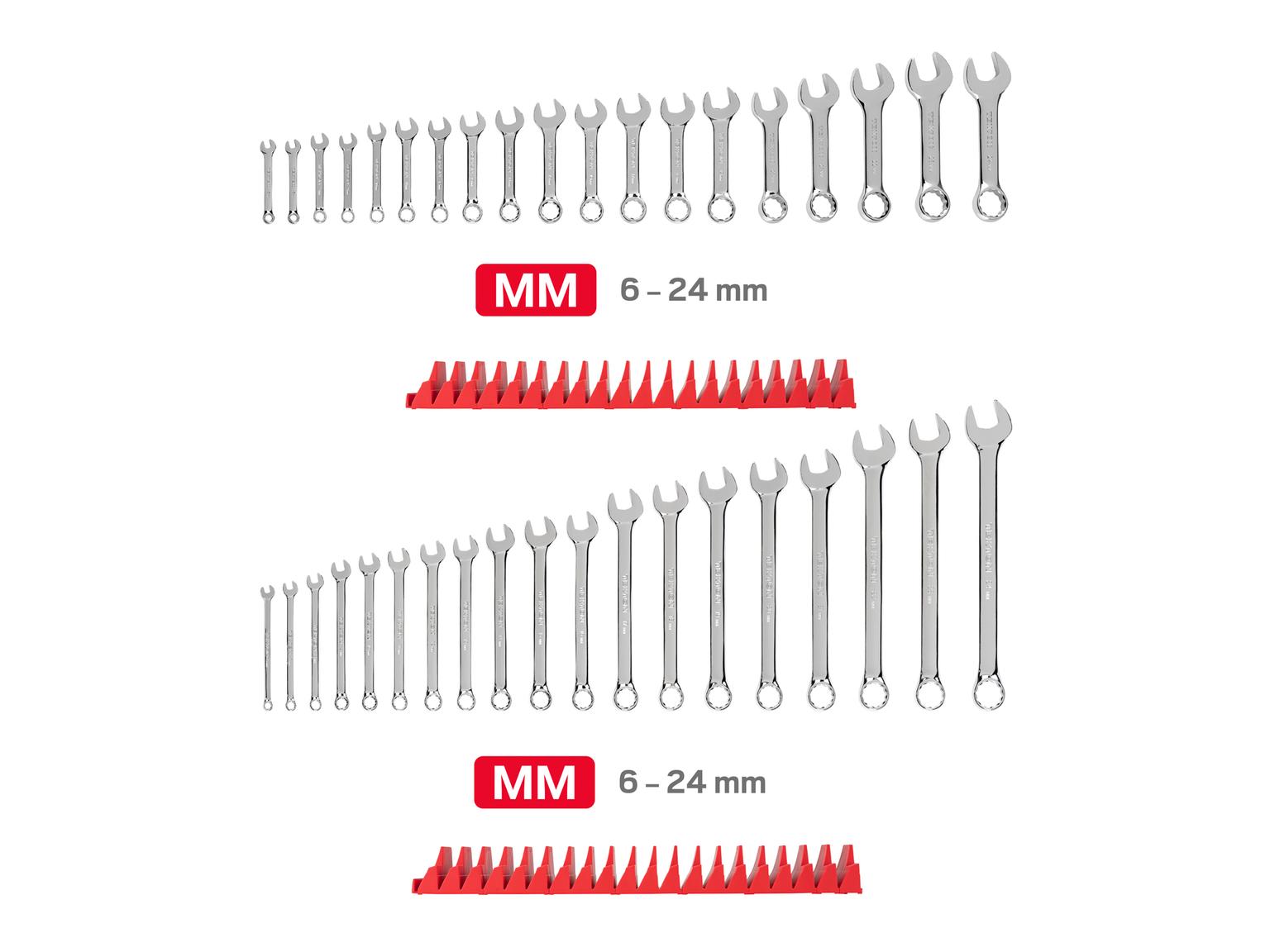 TEKTON Stubby and Standard Length Combination Wrench Set with Modular Organizers, 38-Piece (6 - 24 mm)