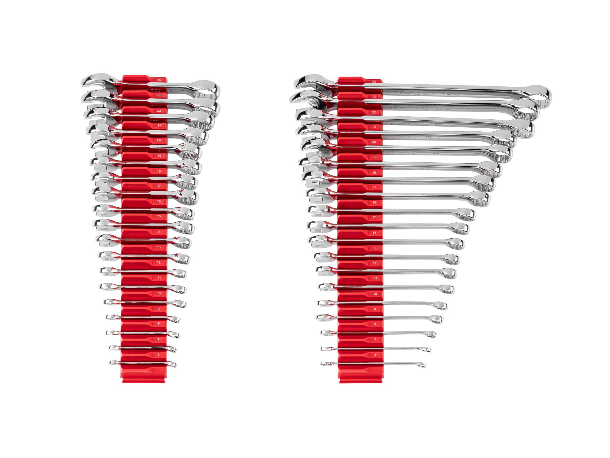 TEKTON Stubby and Standard Length Combination Wrench Set with Modular Organizers, 38-Piece (6 - 24 mm)
