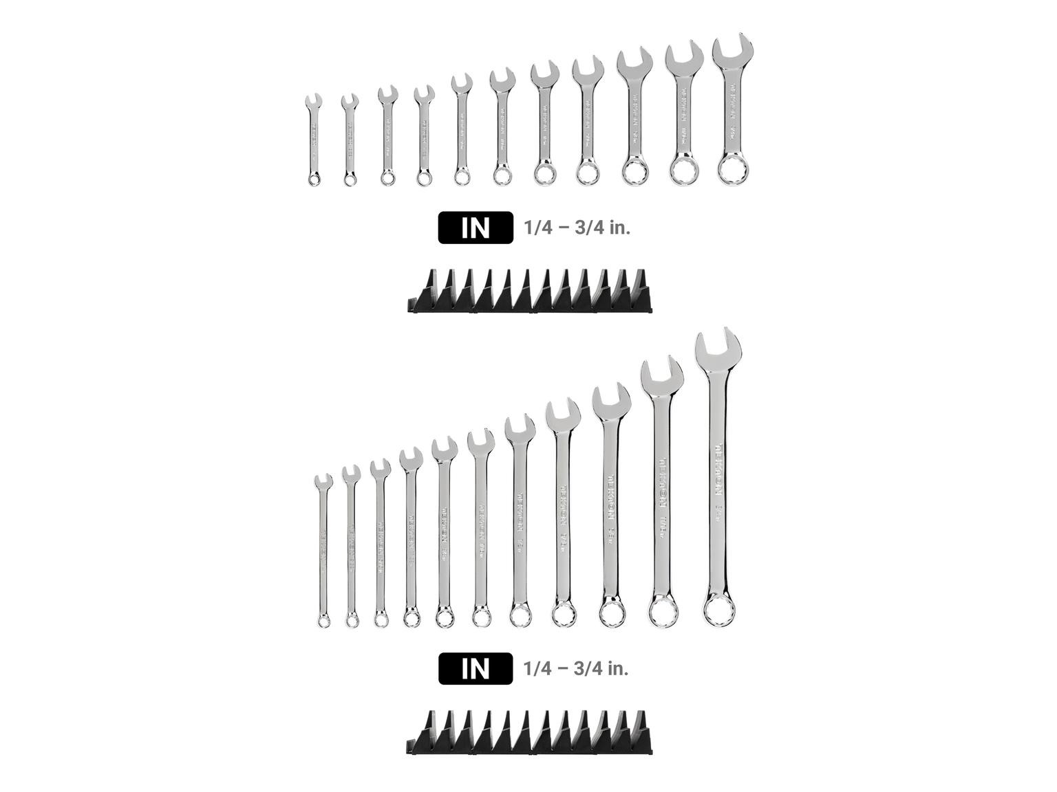 TEKTON Stubby and Standard Length Combination Wrench Set with Modular Organizers, 22-Piece (1/4 - 3/4 in.)