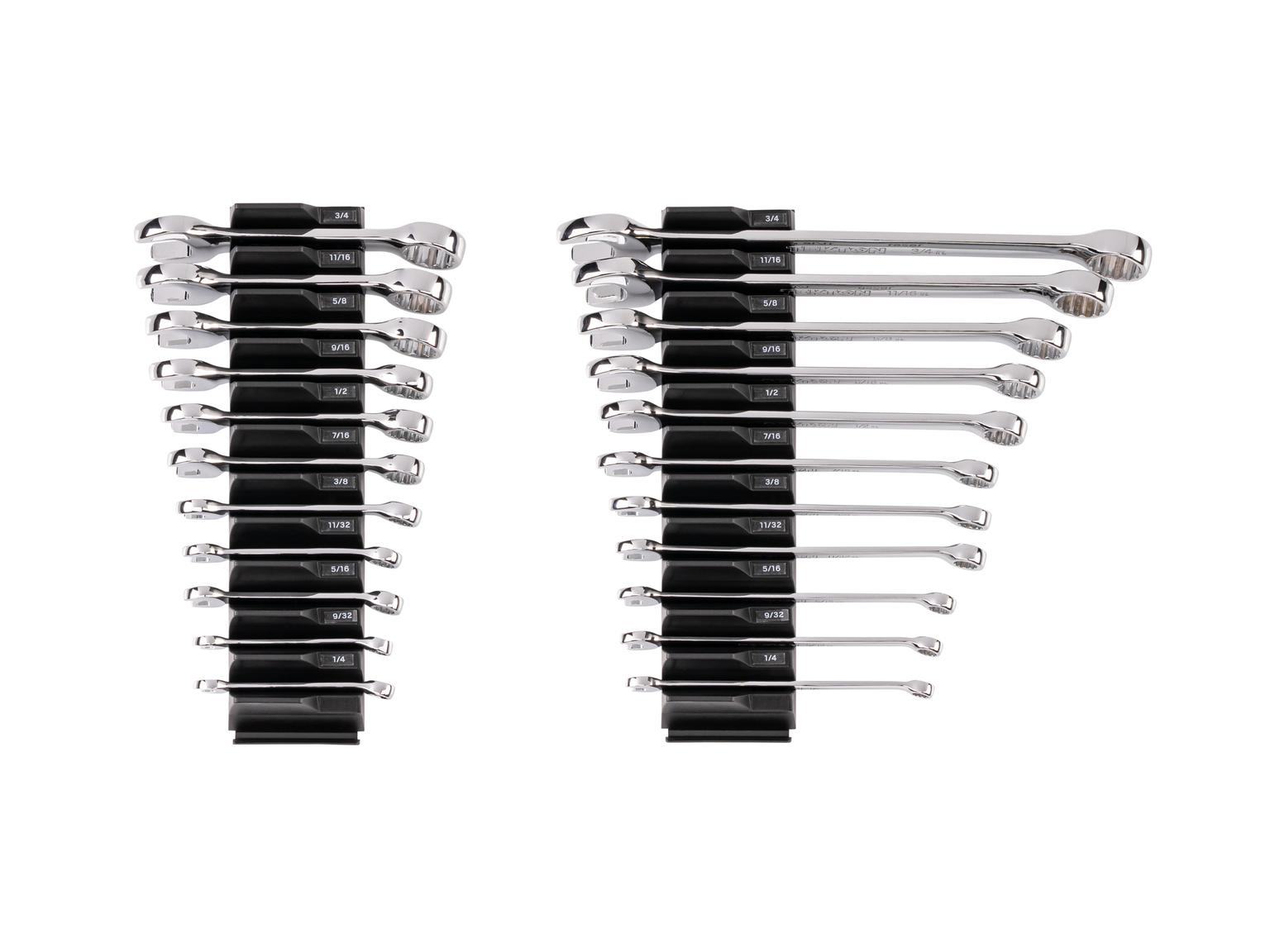 TEKTON Stubby and Standard Length Combination Wrench Set with Modular Organizers, 22-Piece (1/4 - 3/4 in.)