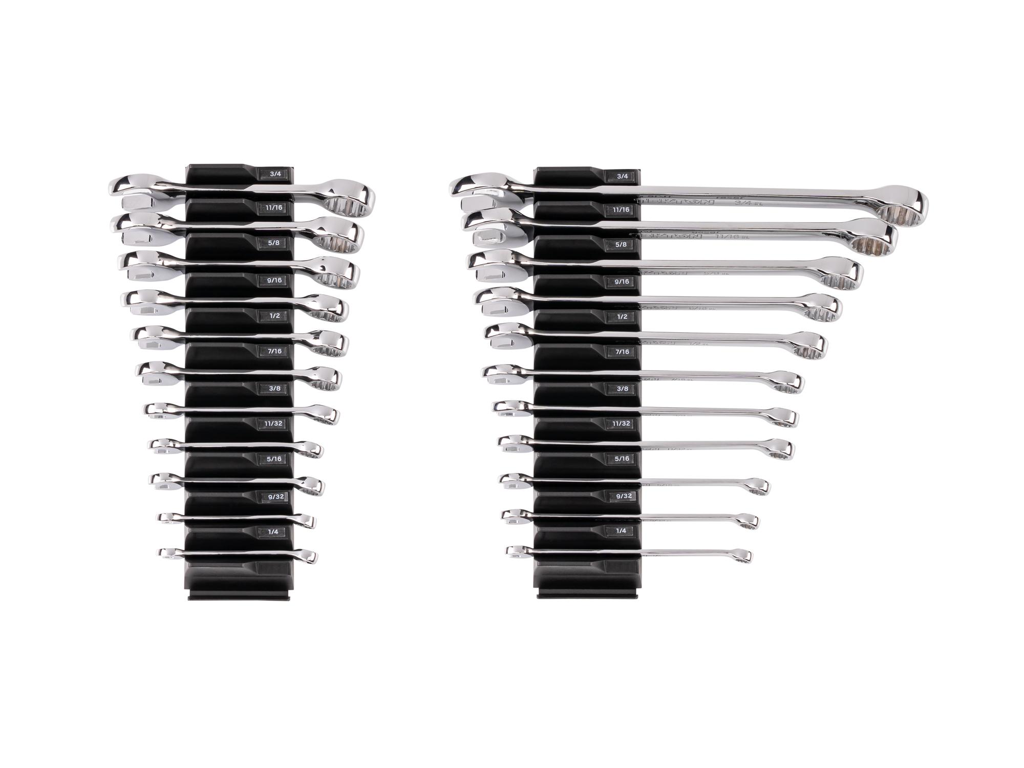 TEKTON Stubby and Standard Length Combination Wrench Set with Modular Organizers, 22-Piece (1/4 - 3/4 in.)