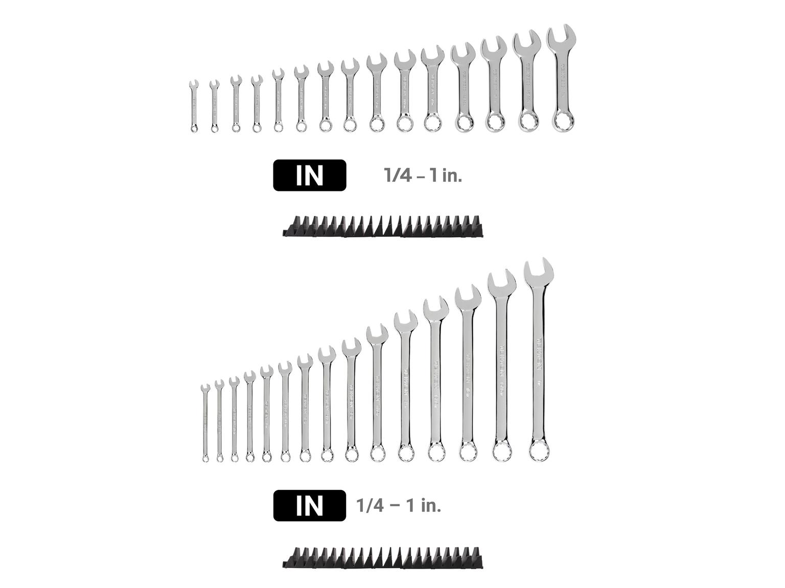 TEKTON Stubby and Standard Length Combination Wrench Set with Modular Organizers, 30-Piece (1/4 - 1 in.)