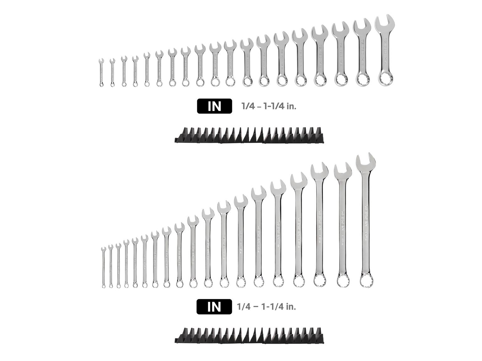 TEKTON Stubby and Standard Length Combination Wrench Set with Modular Organizers, 38-Piece (1/4 - 1-1/4 in.)